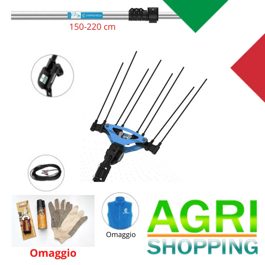 Abbacchiatore Elettrico a Batteria ICARUS ECO Campagnola+Asta Tel.150-220cm+OMAGGI