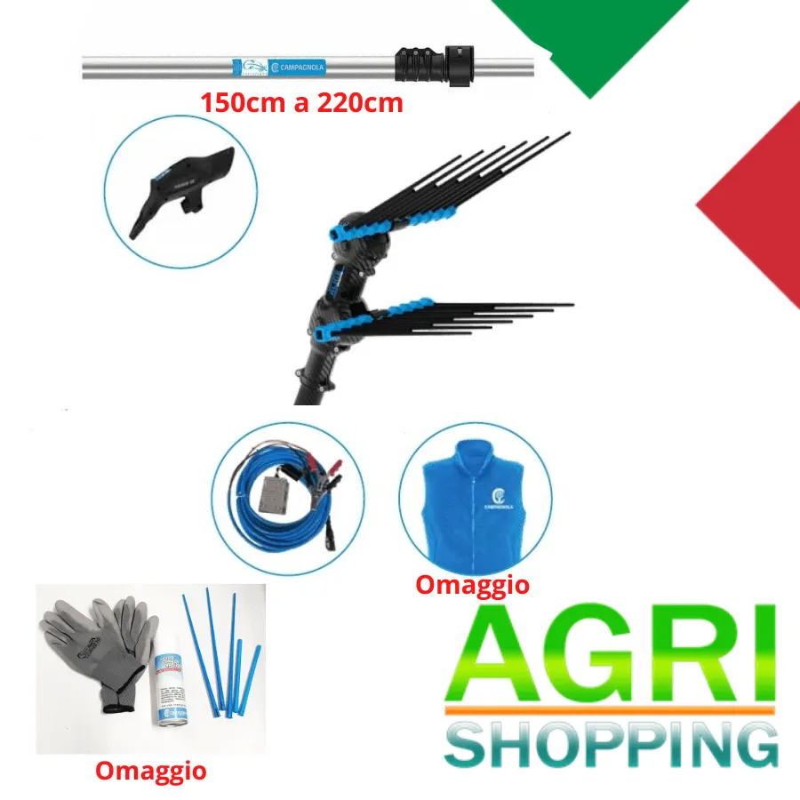 Abbacchiatore Elettrico a Batteria Alice Premium 58 Campagnola+Asta 150cm-220cm+Omaggi