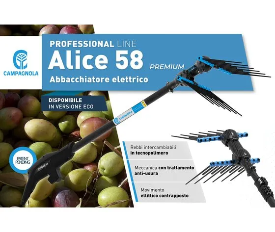 Abbacchiatore Elettrico a Batteria Alice Premium 58 Campagnola+Asta Telescopica 185cm-270cm+Omaggi - immagine 6