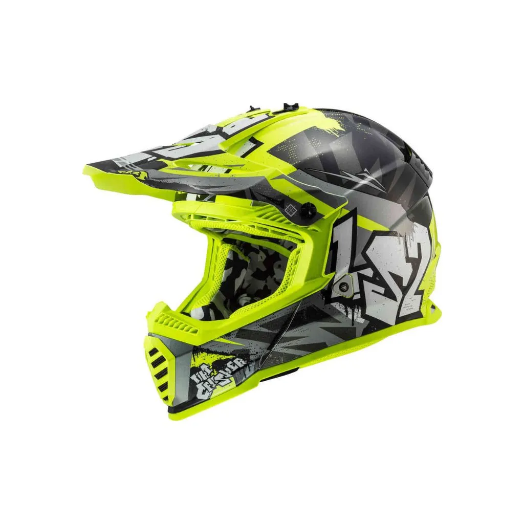 LS2 – MX437 FAST EVO MINI CRUSHER BLACK H-V YELLOW