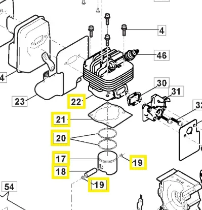 Kit Cilindro e Pistone Originale Alpina/Stiga Per Decespugliatore ABR42-B42-SBC242 Ecc… - immagine 2
