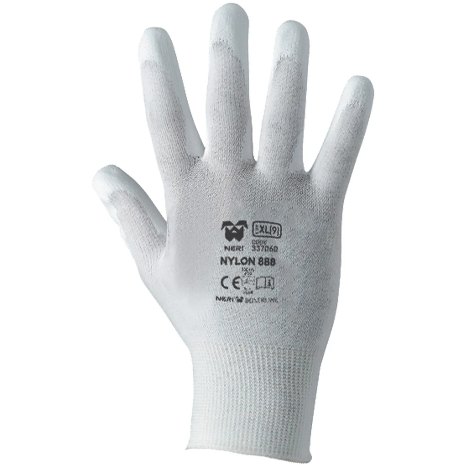 Guanti da Lavoro Antiscivolo NERI Palmo Spalmato PU per Lavori di Precisione NYLON 888 BIANCO - immagine 2