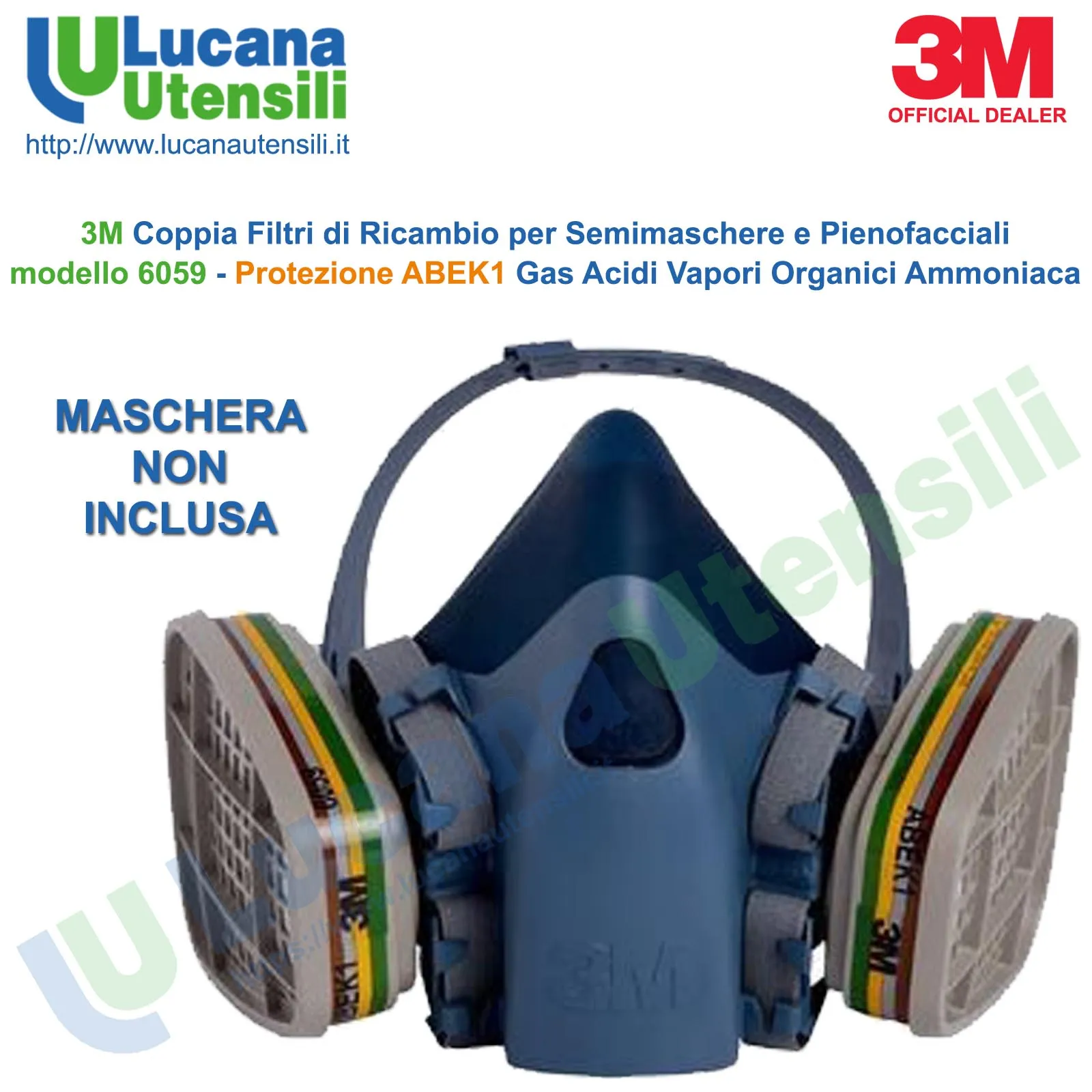 Coppia Filtri di Ricambio ABEK1 per Respiratori 3M Vapori Organici Gas Ammoniaca 6059 - immagine 8