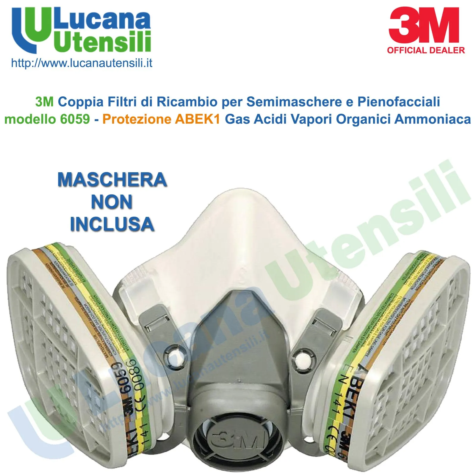 Coppia Filtri di Ricambio ABEK1 per Respiratori 3M Vapori Organici Gas Ammoniaca 6059 - immagine 9