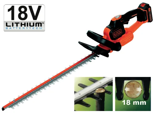 Tagliasiepi a Batteria 18V Litio BLACK+DECKER Doppia Lama 50cm Sistema Power Command GTC 18502 PC