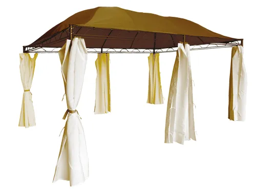 Gazebo con Struttura in Acciaio con Copertura e Teli Laterali 400x300cm Altezza Regolabile BARBADOS