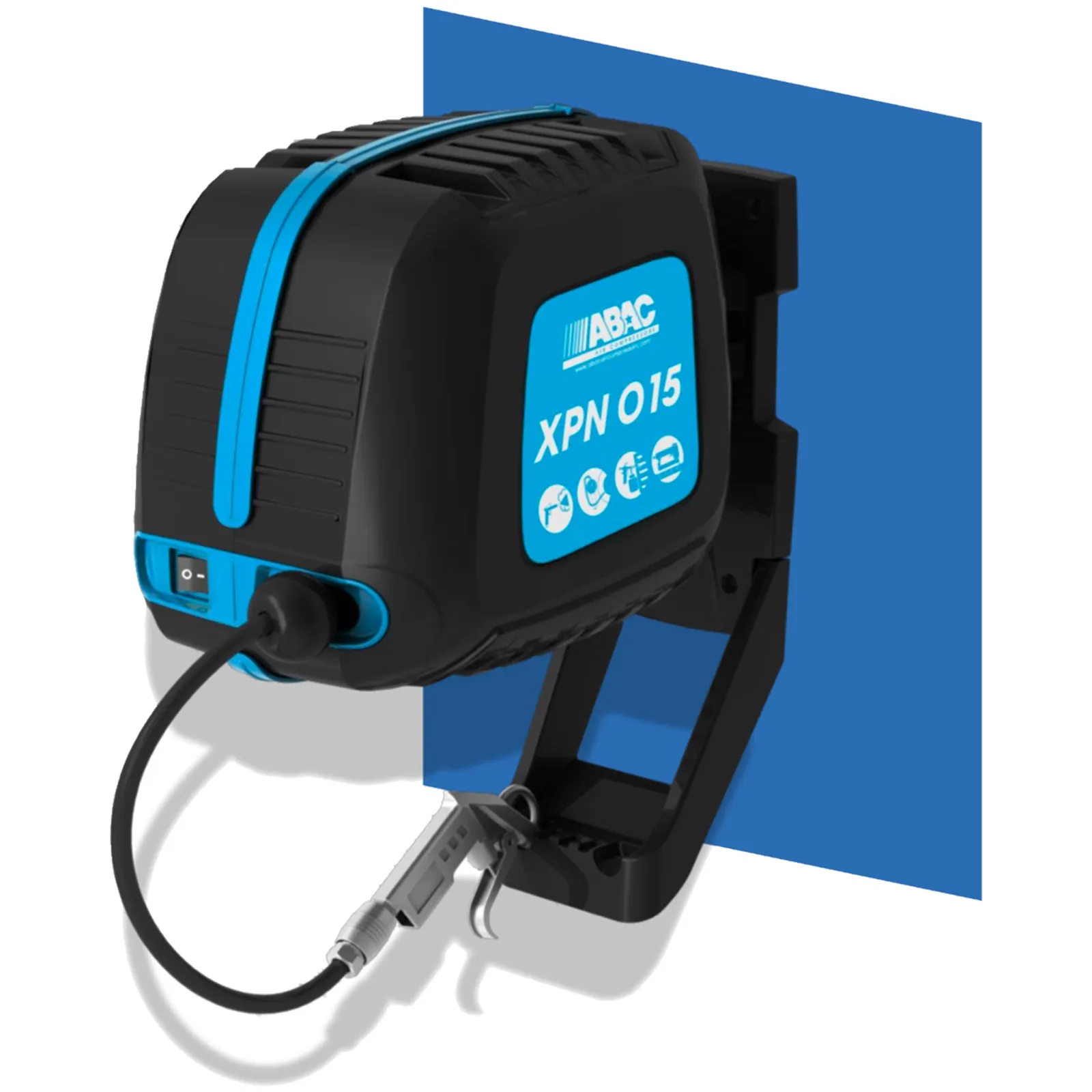 Compressore Aria a Muro Silenziato ABAC con Avvolgitubo da 10 metri Monofase 8 BAR Portata 160 litri/minuto modello XPN O15 - immagine 5