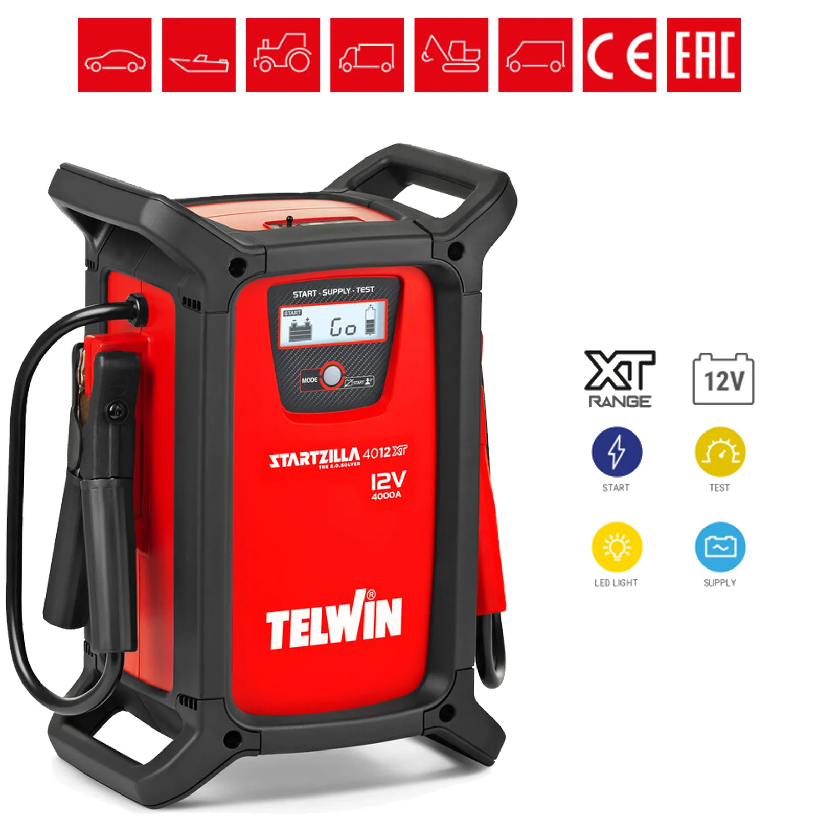 Avviatore Alimentatore Tester per Auto 12V TELWIN Multifunzione LCD 3 Funzioni Professionale STARTZILLA 4012 XT - immagine 2