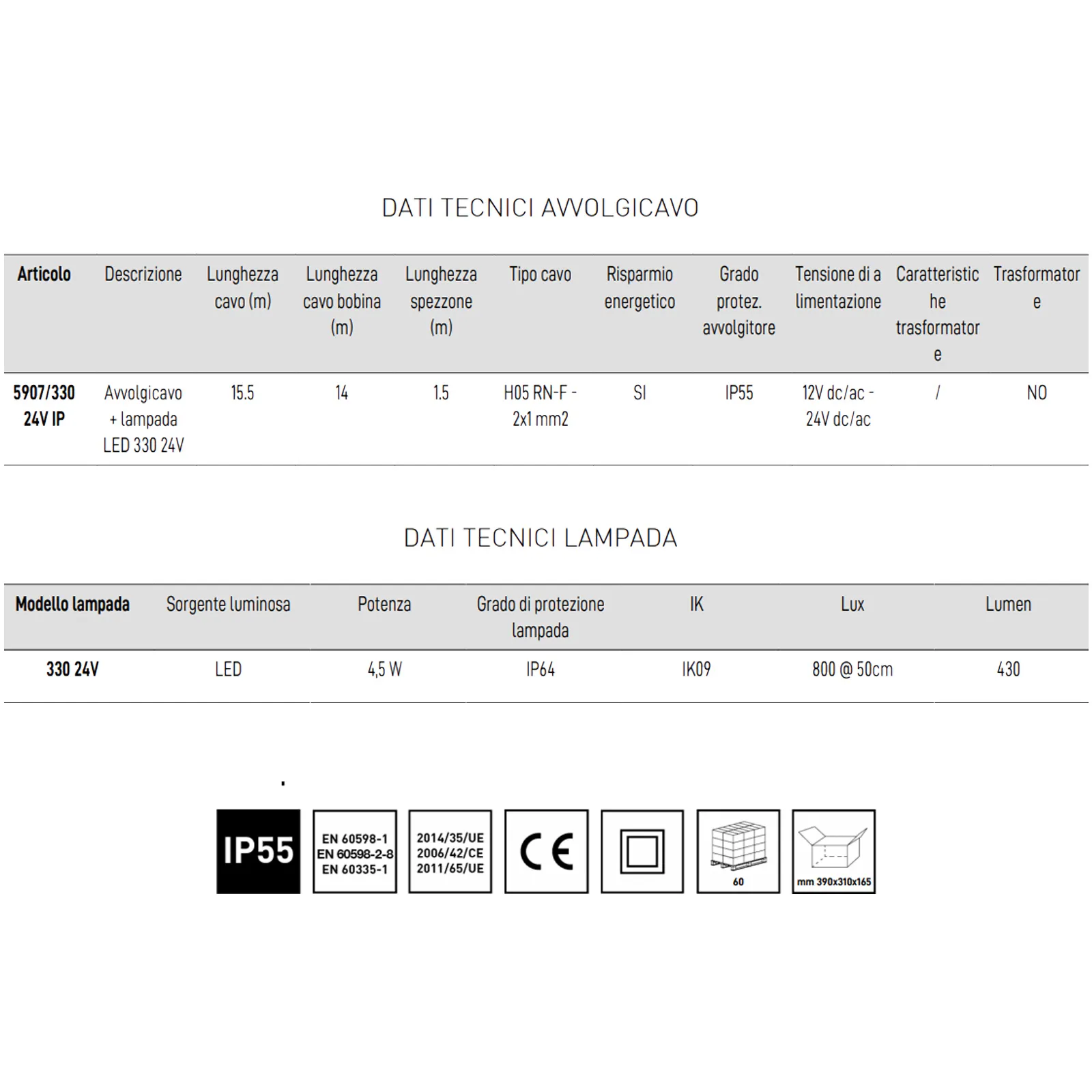 Avvolgicavo con Lampada LED 24V Portatile ZECA Arrotolatore a Muro con Protezione IP55 ROTOZECA articolo 5907/330 24V - immagine 5