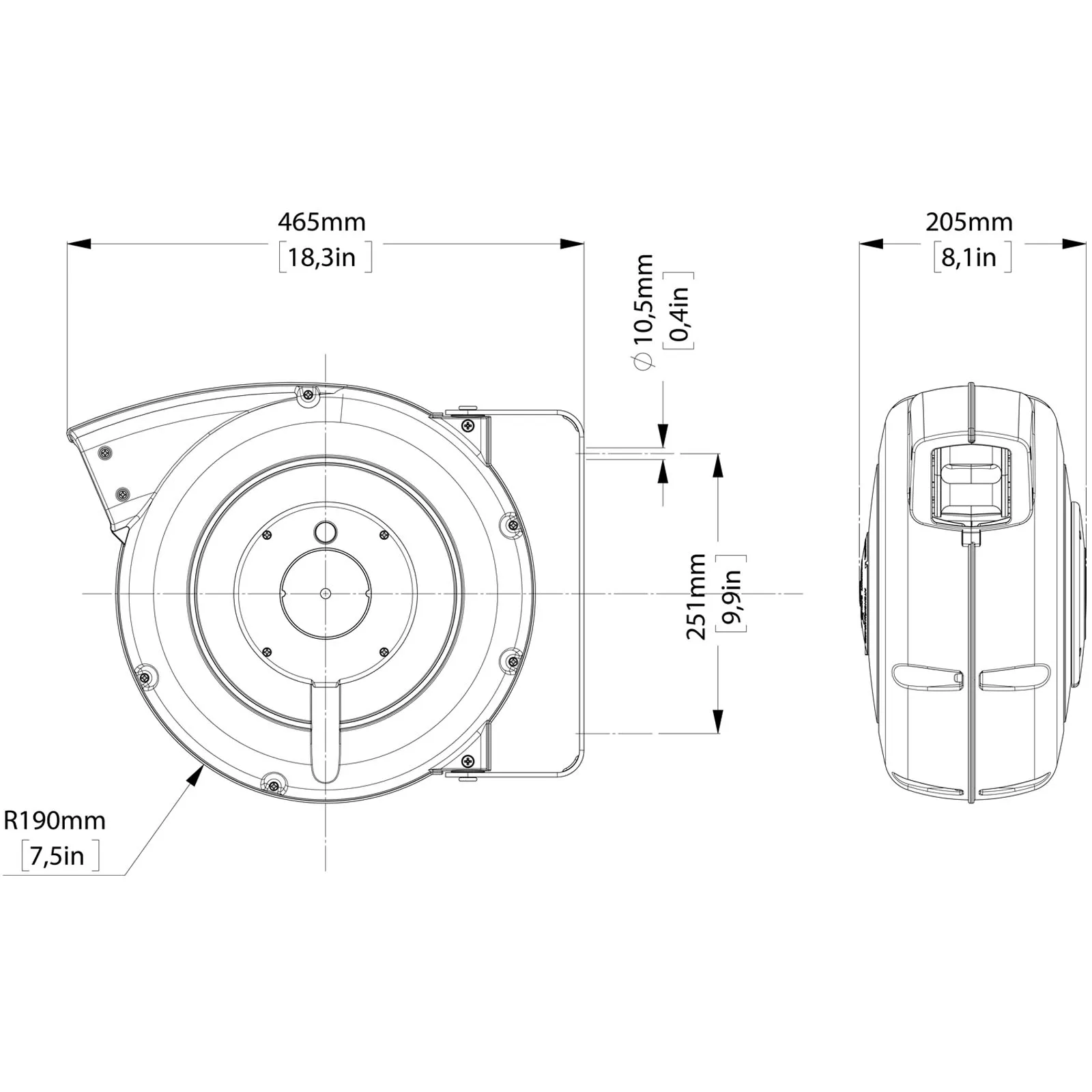 Avvolgitubo a Muro per Aria e Acqua ZECA con Tubo da 10 Metri Avvolgitore Automatico Professionale serie 805 - immagine 6