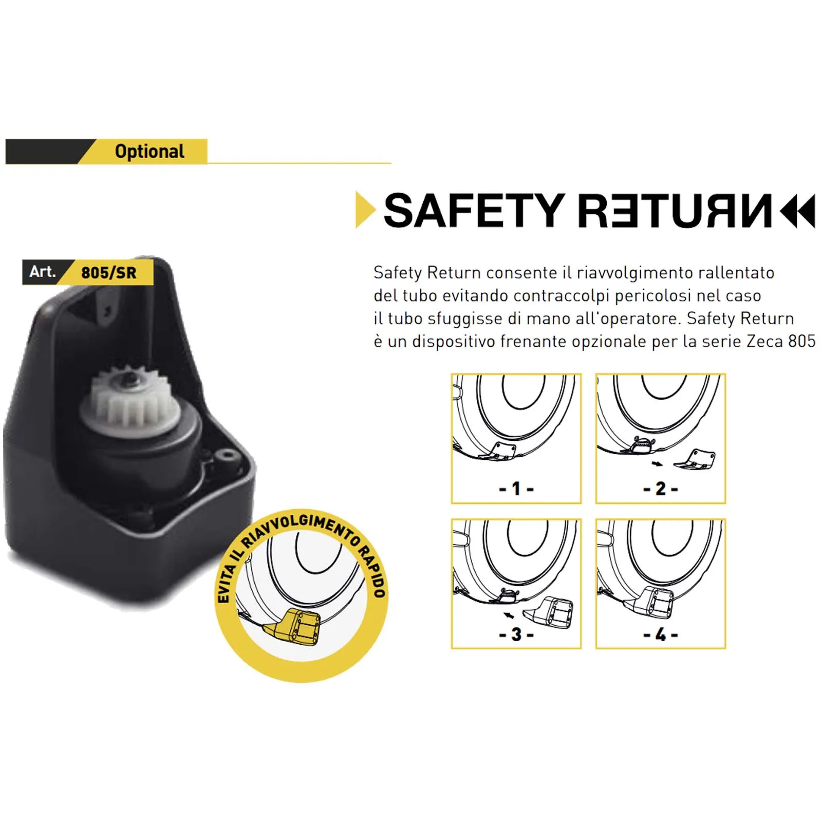 Avvolgitubo a Muro per Aria e Acqua ZECA con Tubo da 10 Metri Avvolgitore Automatico Professionale serie 805 - immagine 7