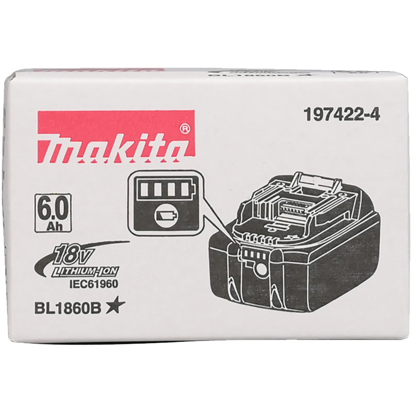 Batteria LXT® 18Vmax MAKITA Capacità 6,0 Ah Indicatore di Carica LED Ricarica 55 Minuti modello BL1860B codice 197422-4 - immagine 9