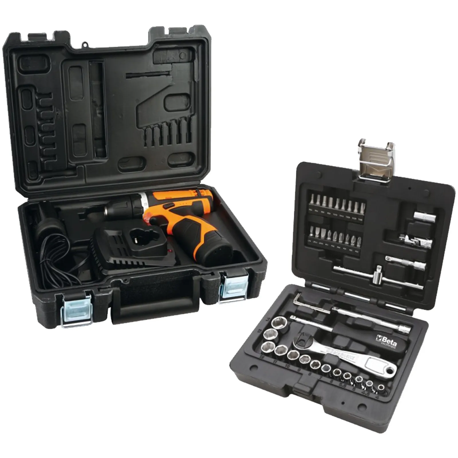 COMBO KIT Trapano Avvitatore + Cassetta 42 pezzi Bussole 1/4″ BETA TOOLS Accessori Inserti Cricchetto PROMO