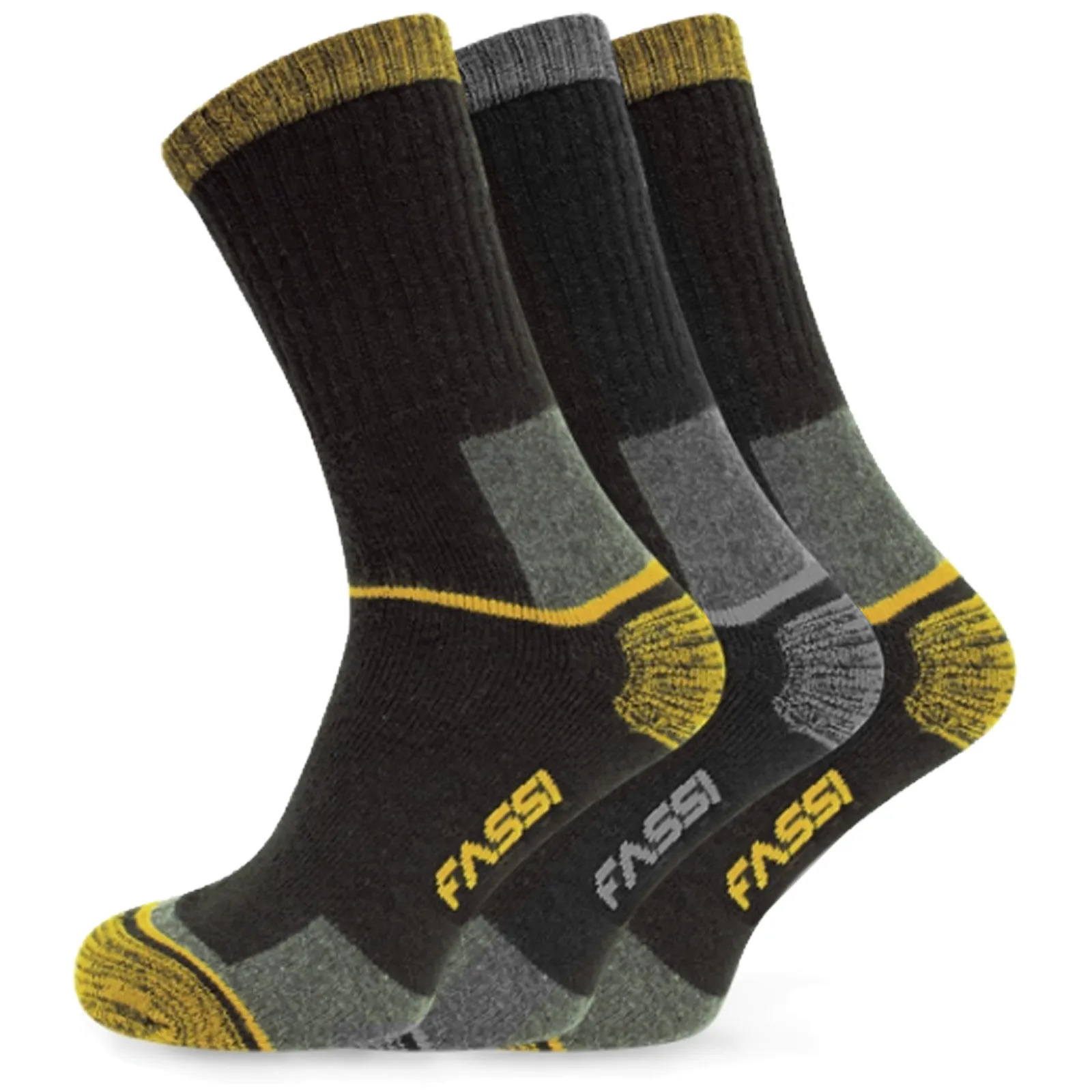 Calze da Lavoro FASSI AT WORK Calzino in Cotone Eco-Friendly Riciclato Confezione da 3 Paia modello BASIC CALZA CORTA