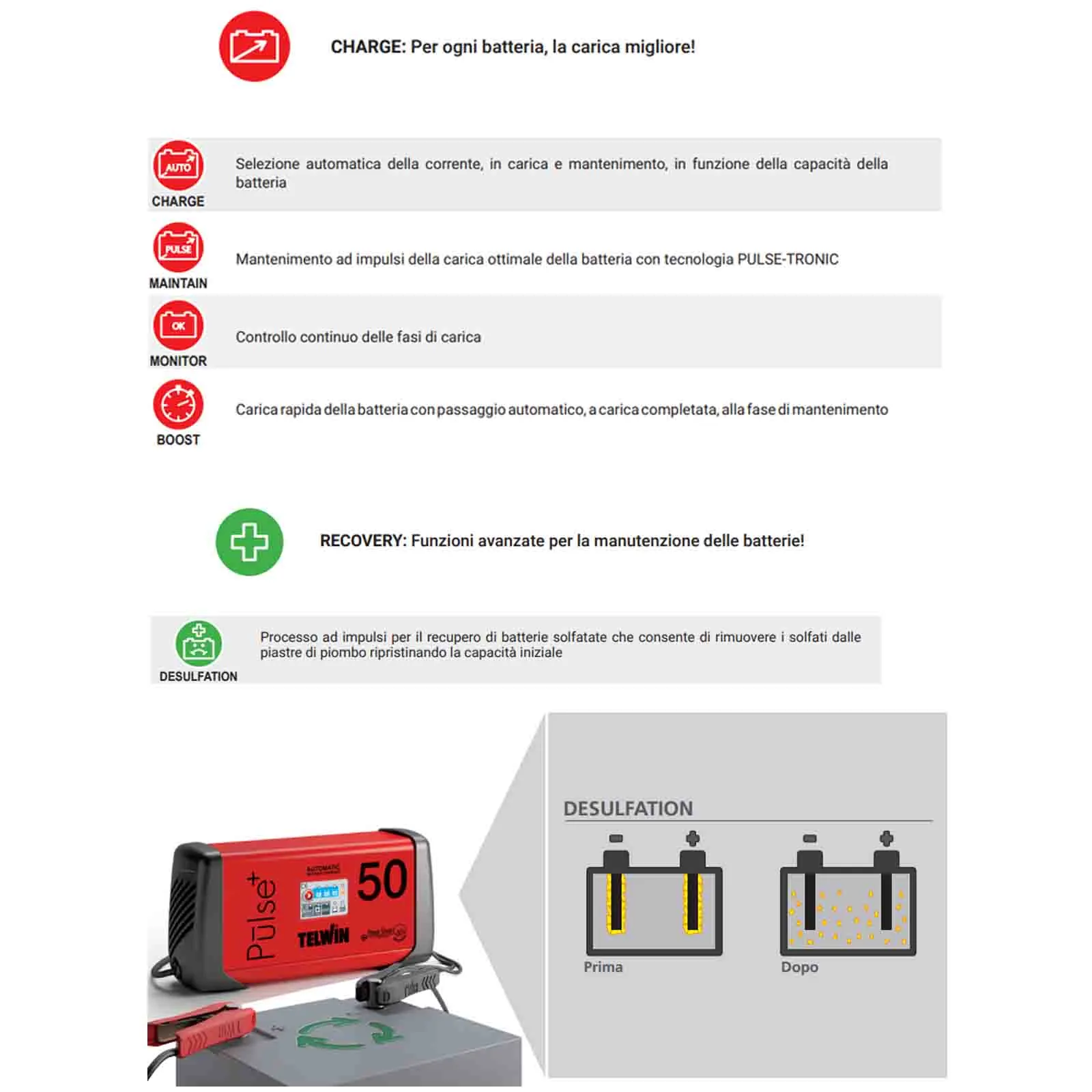 Mantenitore di Carica Batterie 12 24V TELWIN per Auto Moto Camion Professionale TELWIN PULSE 30 - immagine 5