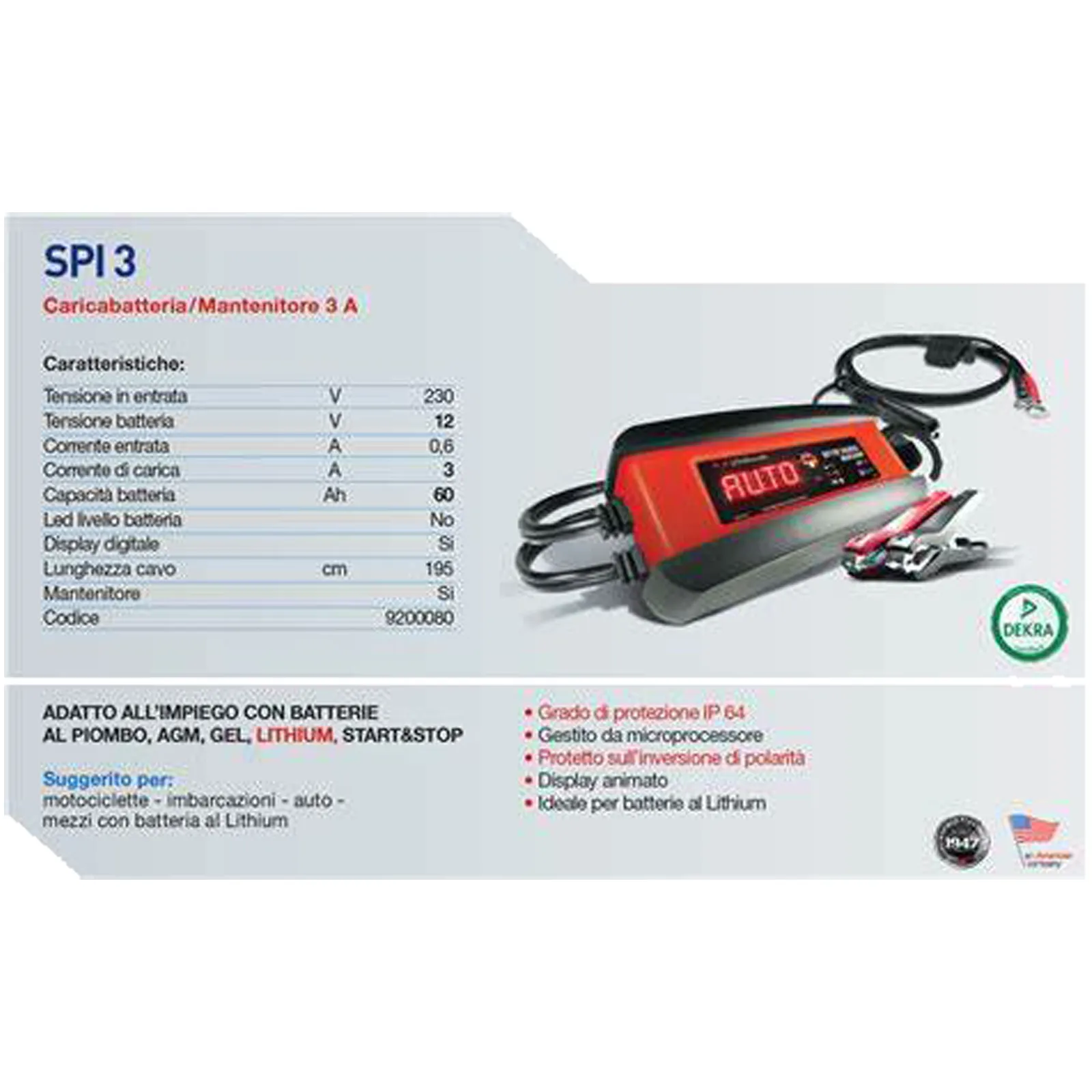 Caricabatterie Mantenitore di Carica SCHUMACHER Tester Ripristino per Batterie Auto Moto 12V modello SPI 3 - immagine 6