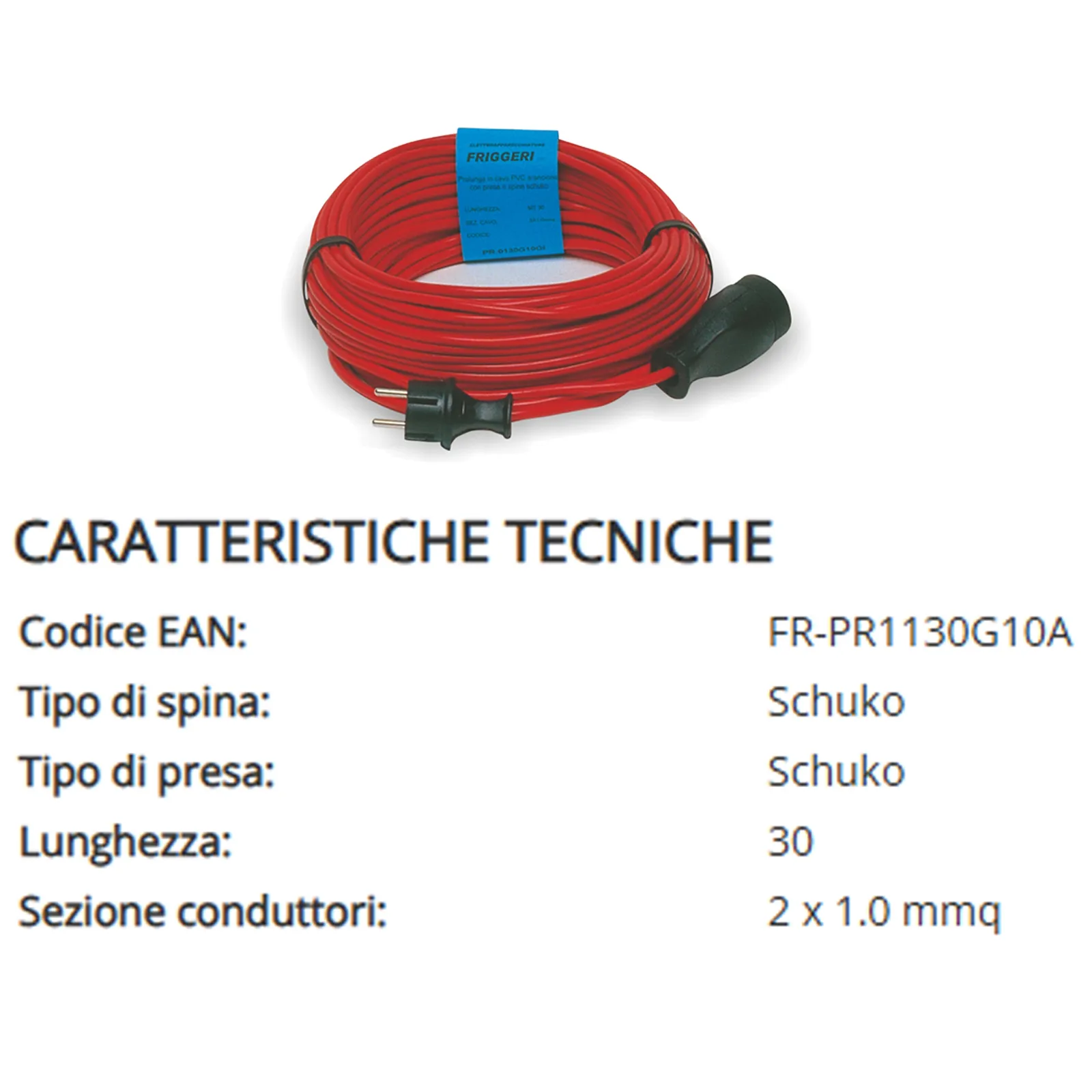 Cavo Prolunga per Uso Domestico da 30 Metri FRIGGERI con Presa e Spina tipo Schuko articolo FR-PR1130G10A - immagine 3