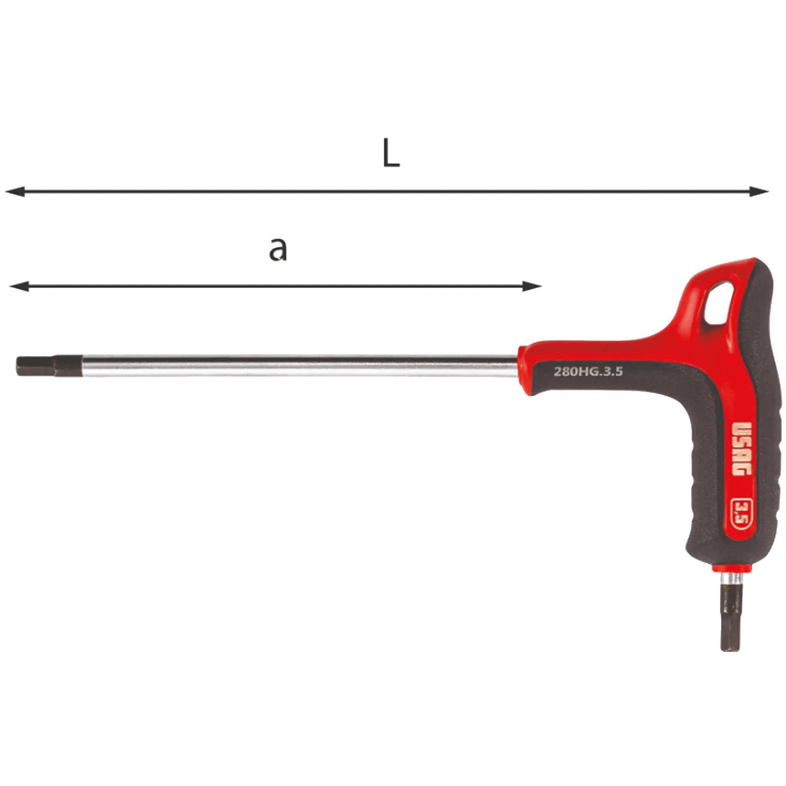 Chiave Esagonale Maschio USAG Brugola con Impugnatura a T Soft Grip Serie 280 HG