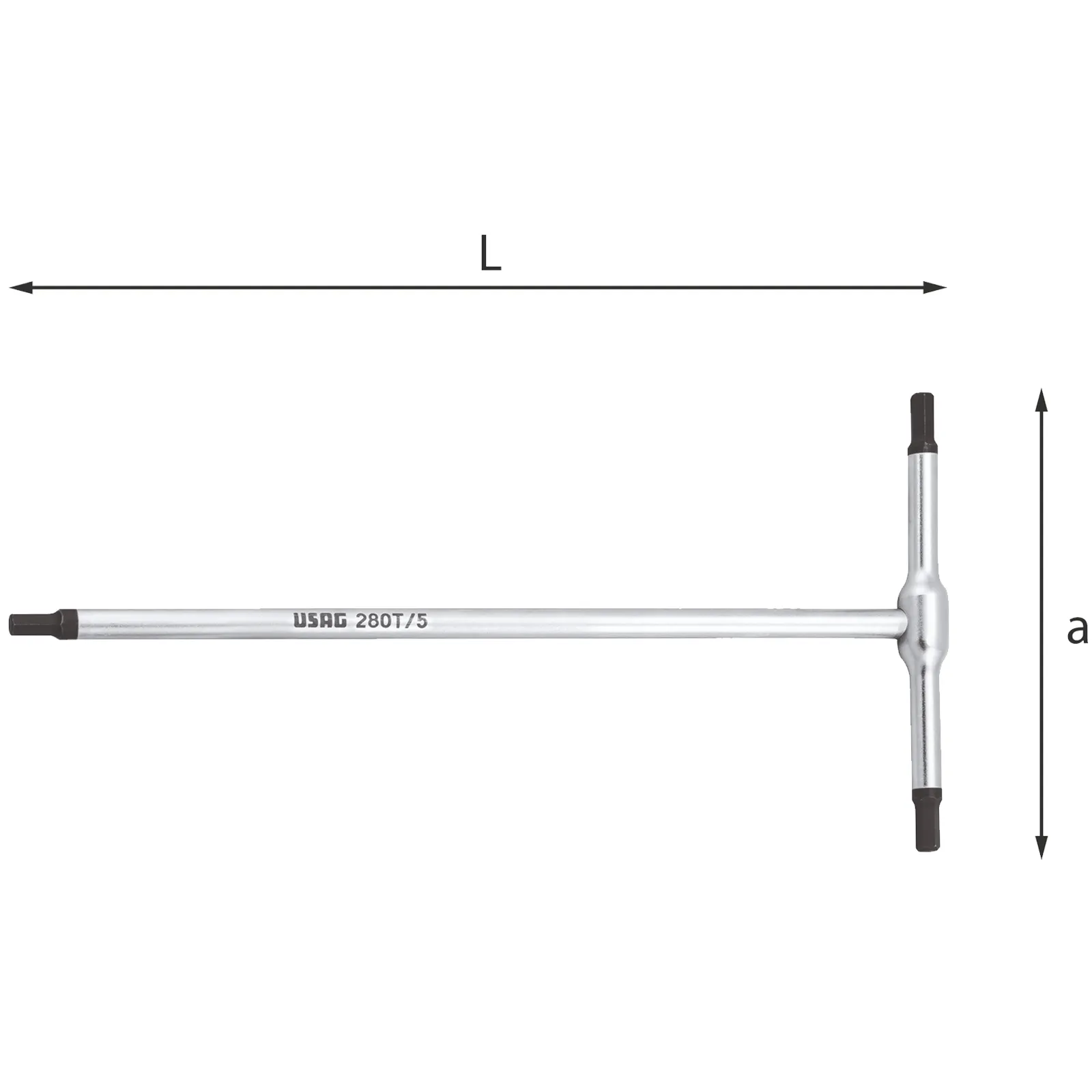 Chiave a T con Maschio Esagonale su 3 Estremità USAG dalla 2 alla 14mm Professionale serie 280 T