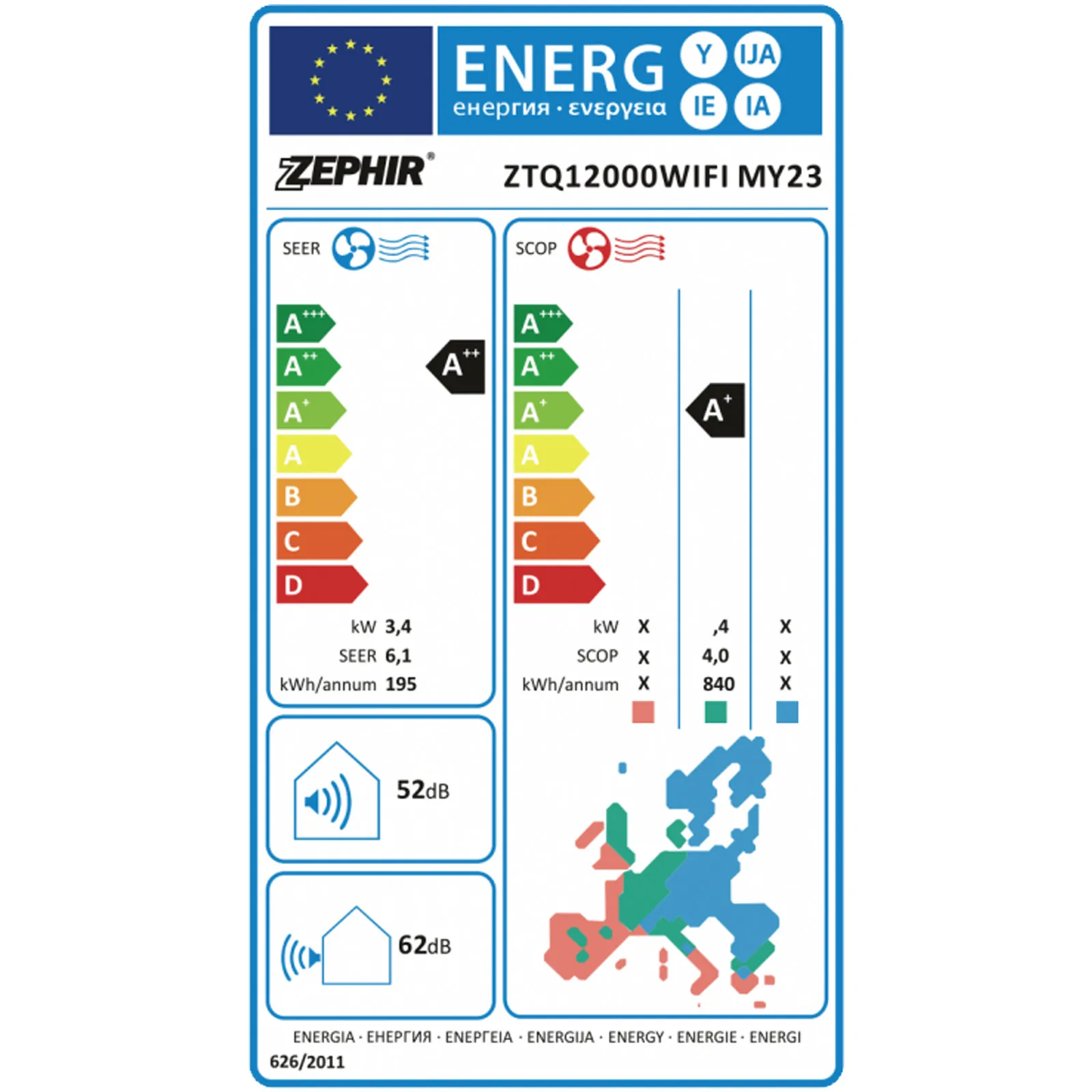 Climatizzatore Monosplit WiFi 12000 BTU ZEPHIR Tenologia Inverter e Pompa di Calore Smart Alexa Google ZTQ12000WIFI - immagine 5