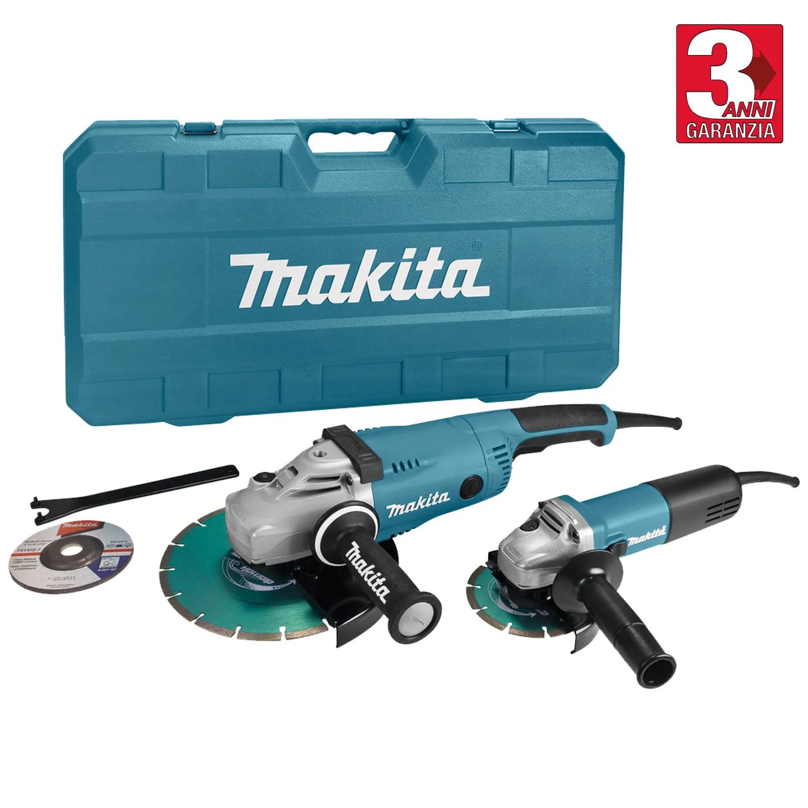 Set 2 Smerigliatrice Angolare MAKITA 9558HNRG 125mm + GA9020 230mm Kit DK0053GX1