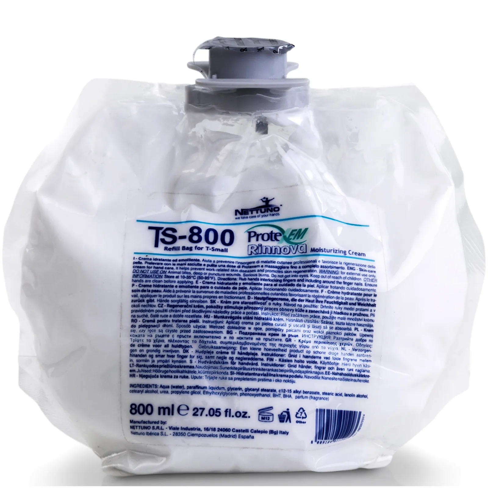 Crema Protettiva Idratante Mani Viso NETTUNO Nutriente Rigenerante Dopo Lavoro Confezione 800ml Ricarica T-S800 articolo PROTEXEM RINNOVA