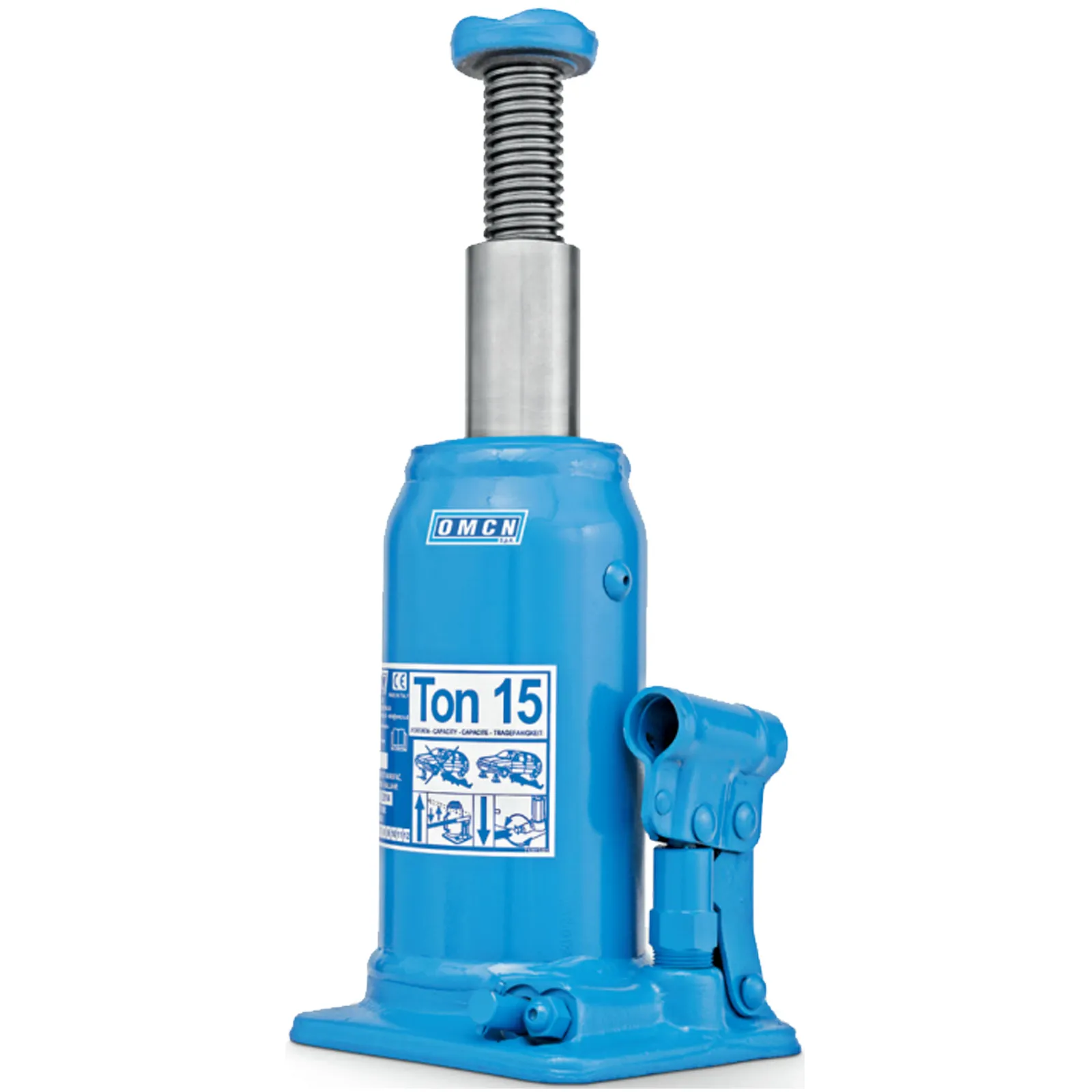 Cric Idraulico a Bottiglia 15 Ton OMCN Sollevatore Martinetto Professionale 15000 Kg Crick Articolo 128