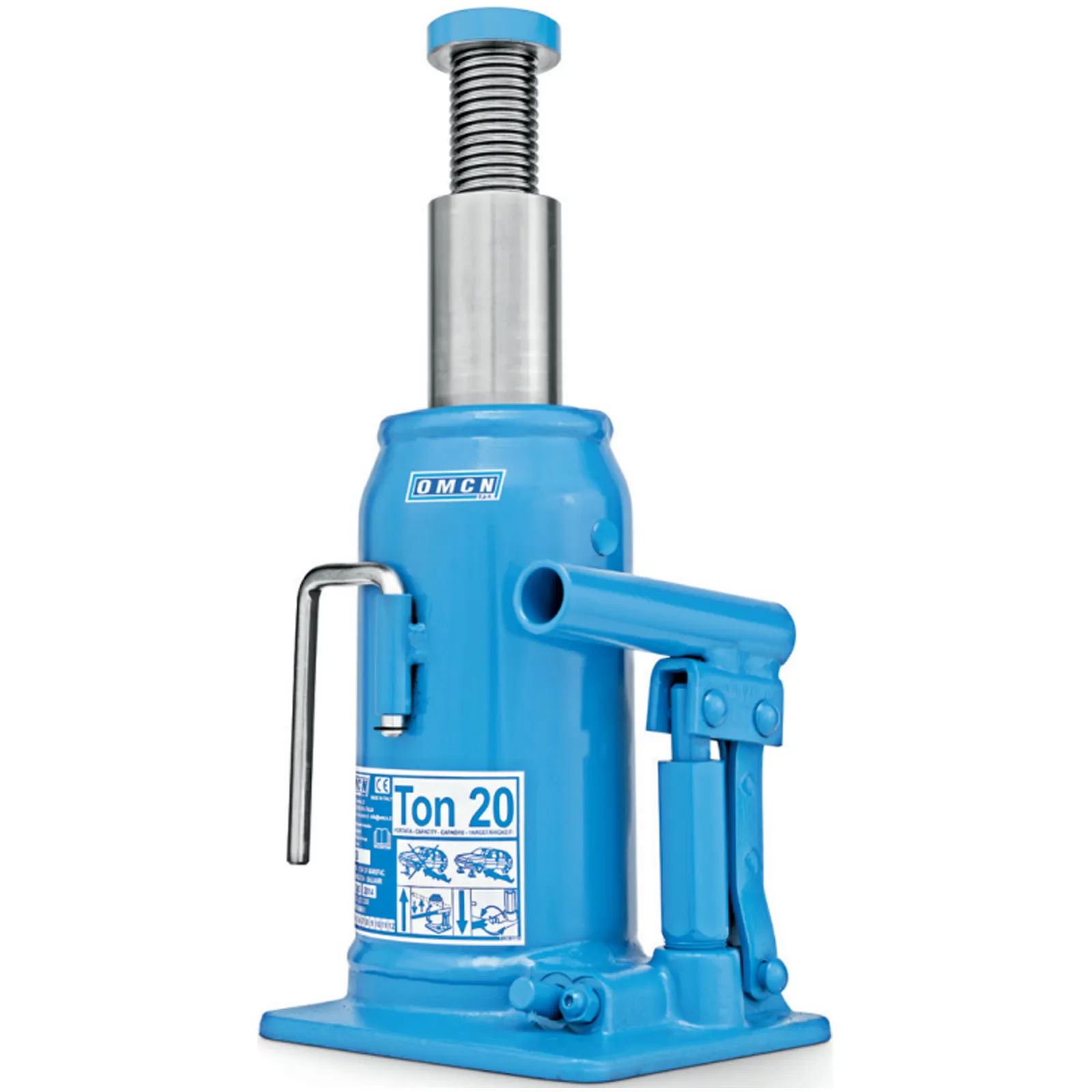 Cric Idraulico a Bottiglia 20 Ton OMCN Sollevatore Martinetto Professionale 20000 Kg Crick Articolo 129