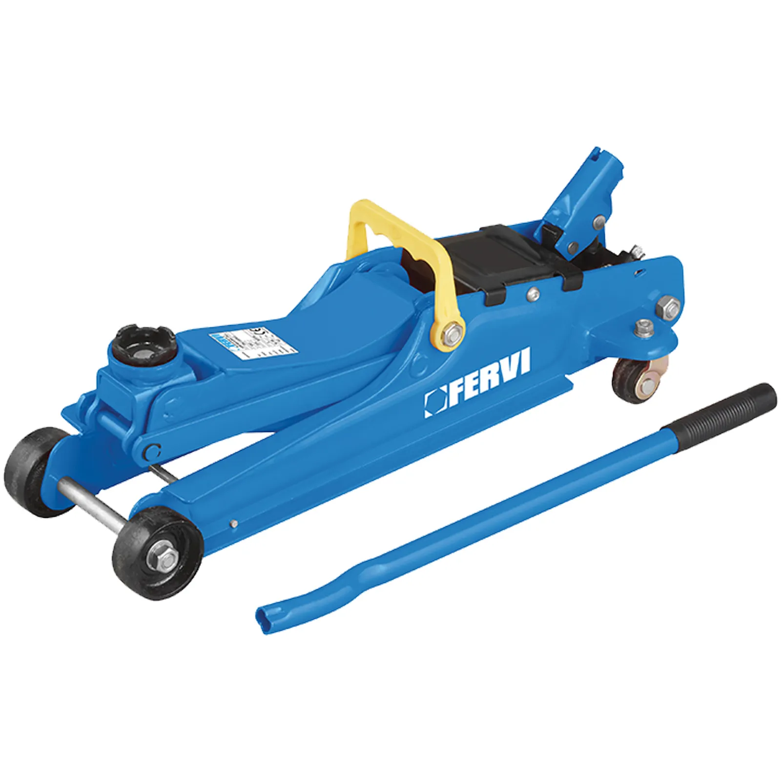 Cric a Carrello 2 Ton FERVI in Acciaio con Profilo Ribassato Maniglia Sollevamento articolo 0567