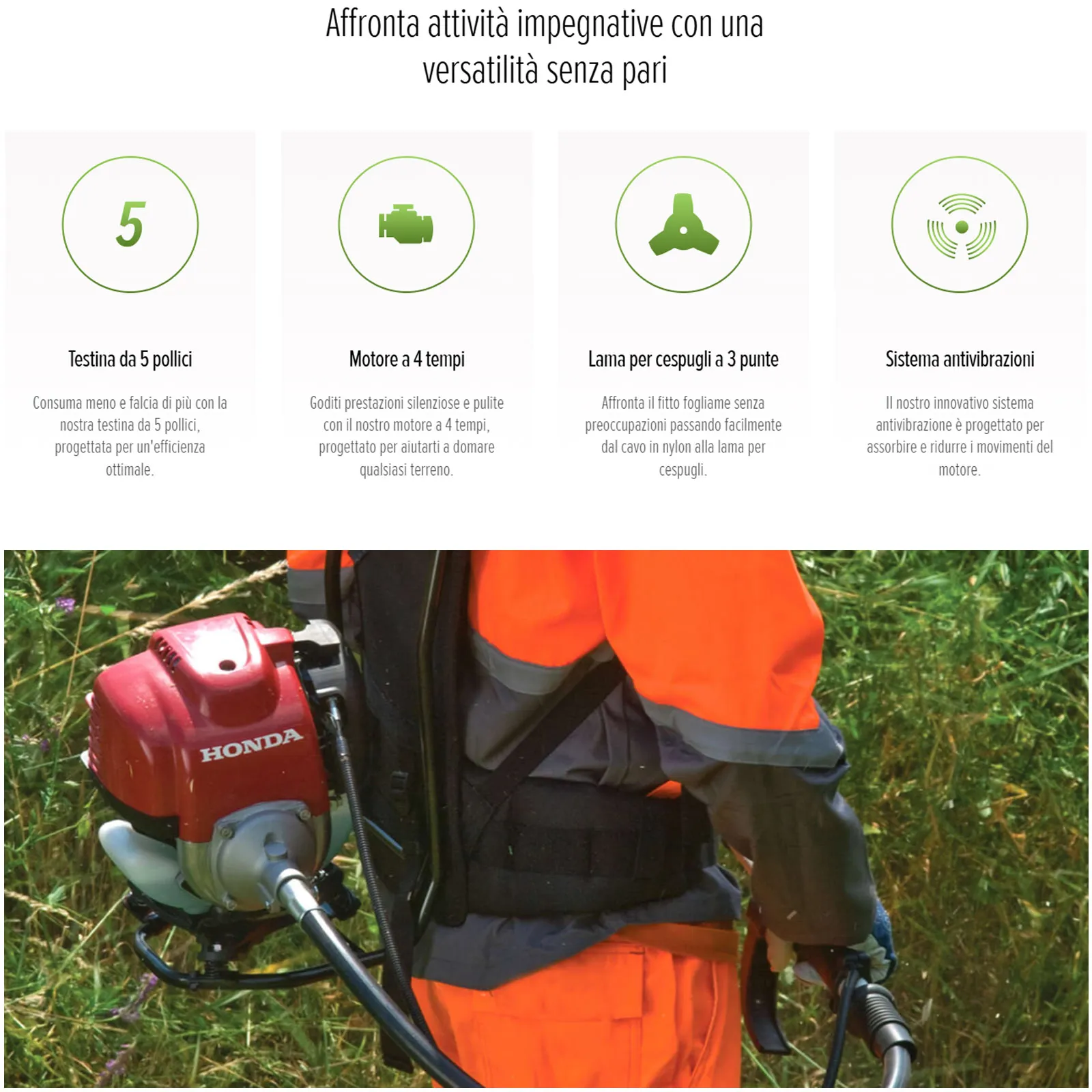 Decespugliatore Spalleggiato a Benzina HONDA Motore 4 Tempi GX35T da 35,8cc Potenza, Comfort, Maneggevolezza modello UMR 435 T - immagine 3