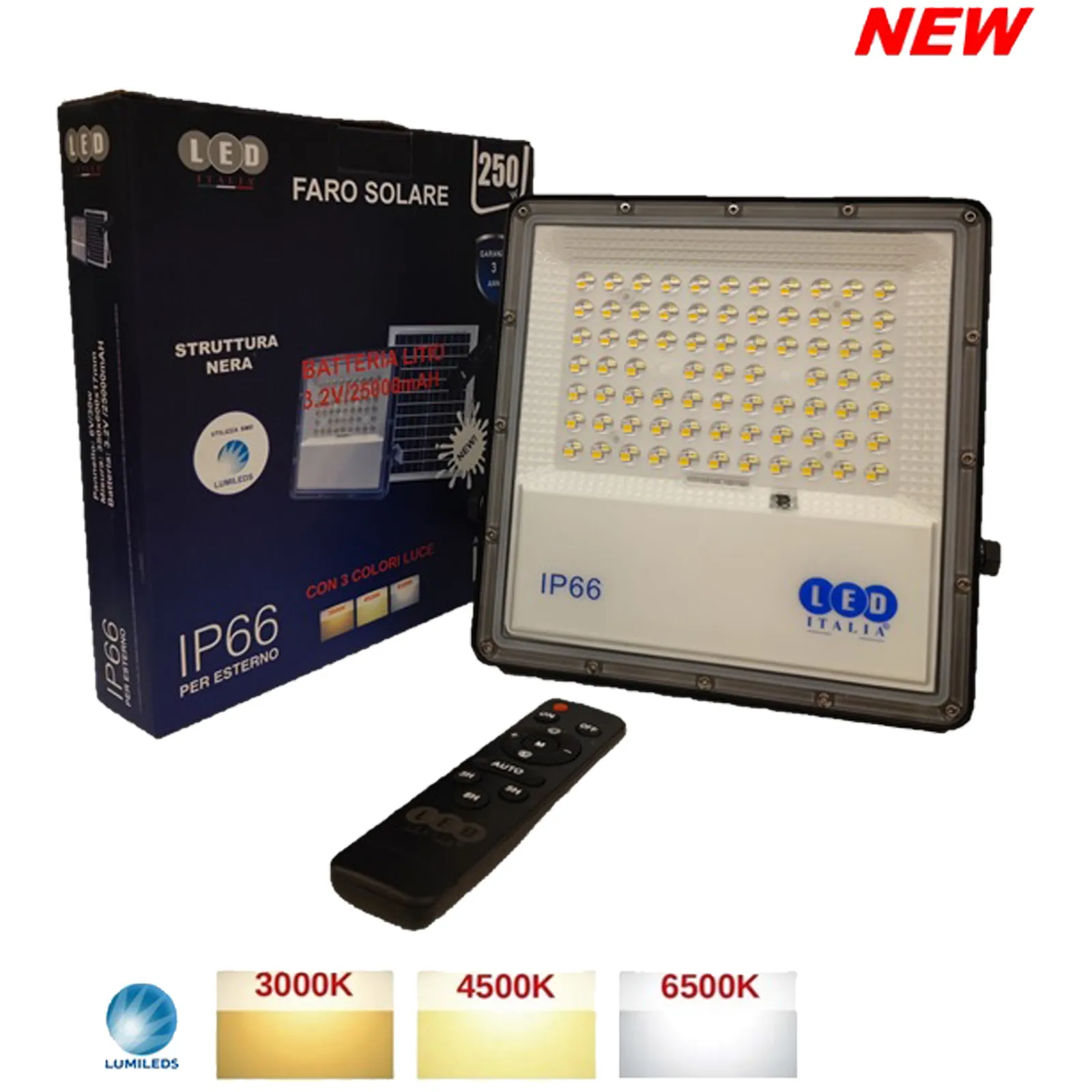 Faro LED da Esterno Ricaricabile a Batteria LED ITALIA Struttura in Alluminio, Ricarica con Pannello Solare LIFE ST - immagine 3