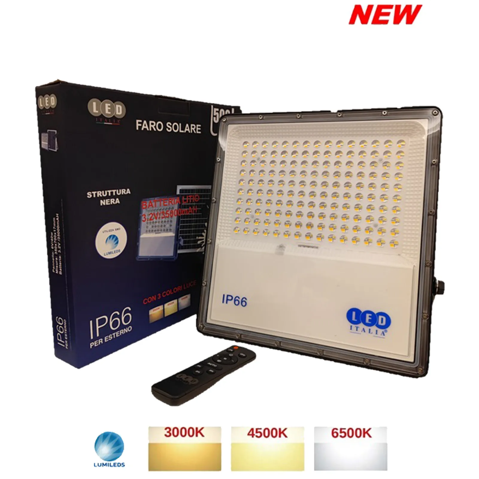 Faro LED da Esterno Ricaricabile a Batteria LED ITALIA Struttura in Alluminio, Ricarica con Pannello Solare LIFE ST - immagine 6