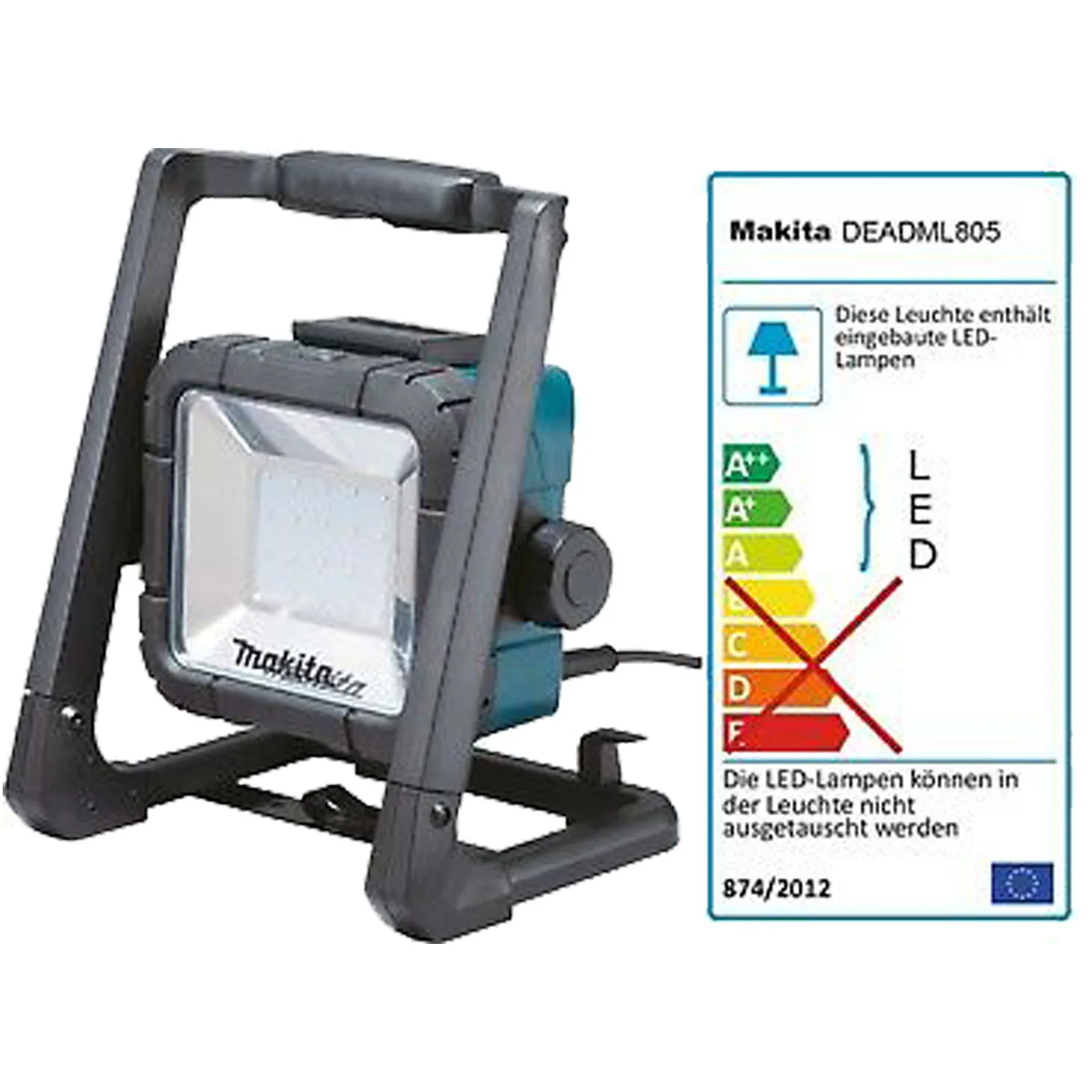 Faro 20 LED da Cantiere a Batteria 14,4V 18V MAKITA Cordless Luce Bianca 750 Lumen DML805 - immagine 3