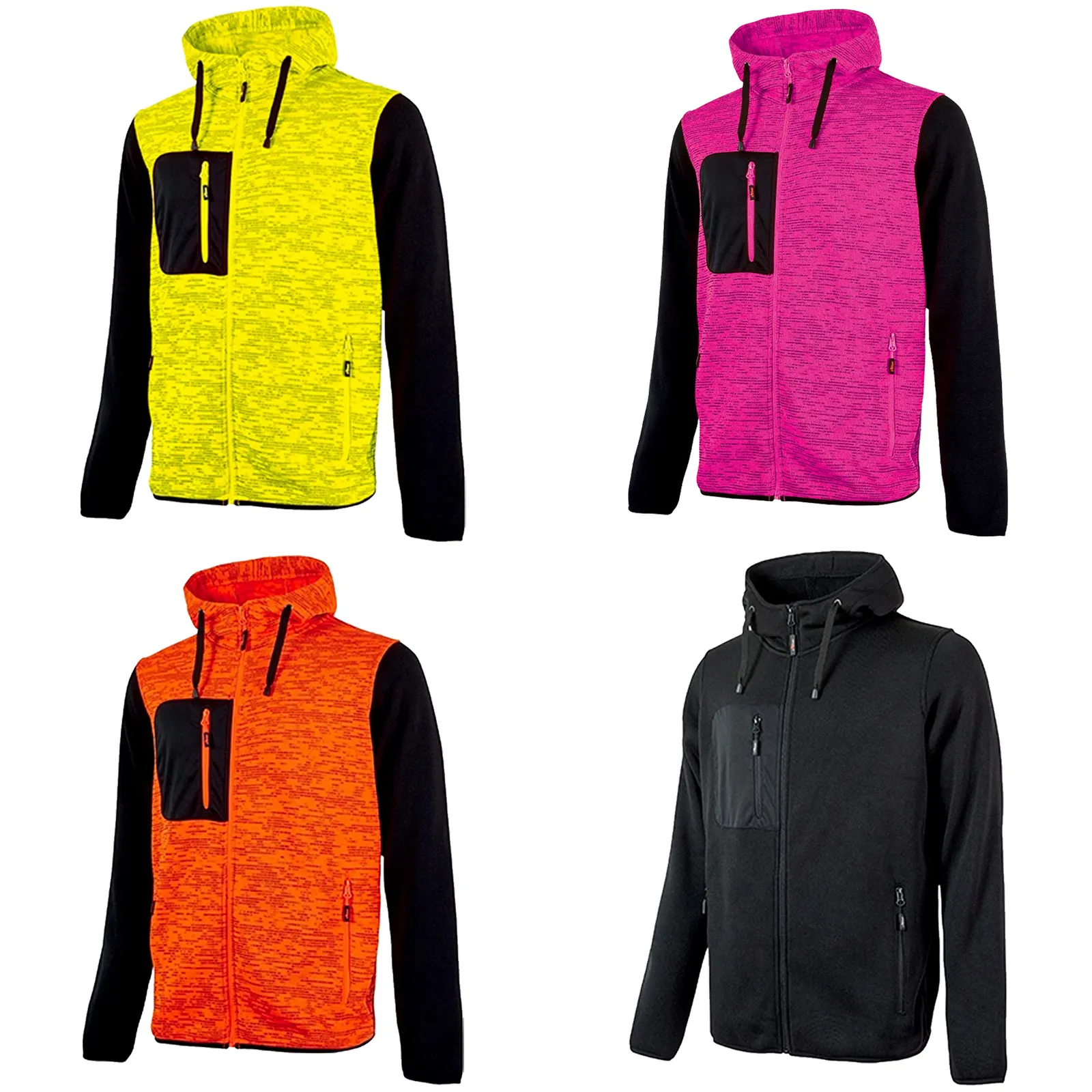 Felpa con Cappuccio INVERNALE da Lavoro U-POWER Pile Multitasche per Uomo Donna RAINBOW