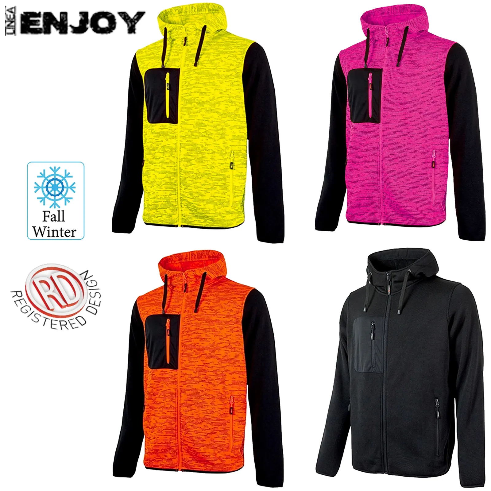 Felpa con Cappuccio INVERNALE da Lavoro U-POWER Pile Multitasche per Uomo Donna RAINBOW - immagine 2