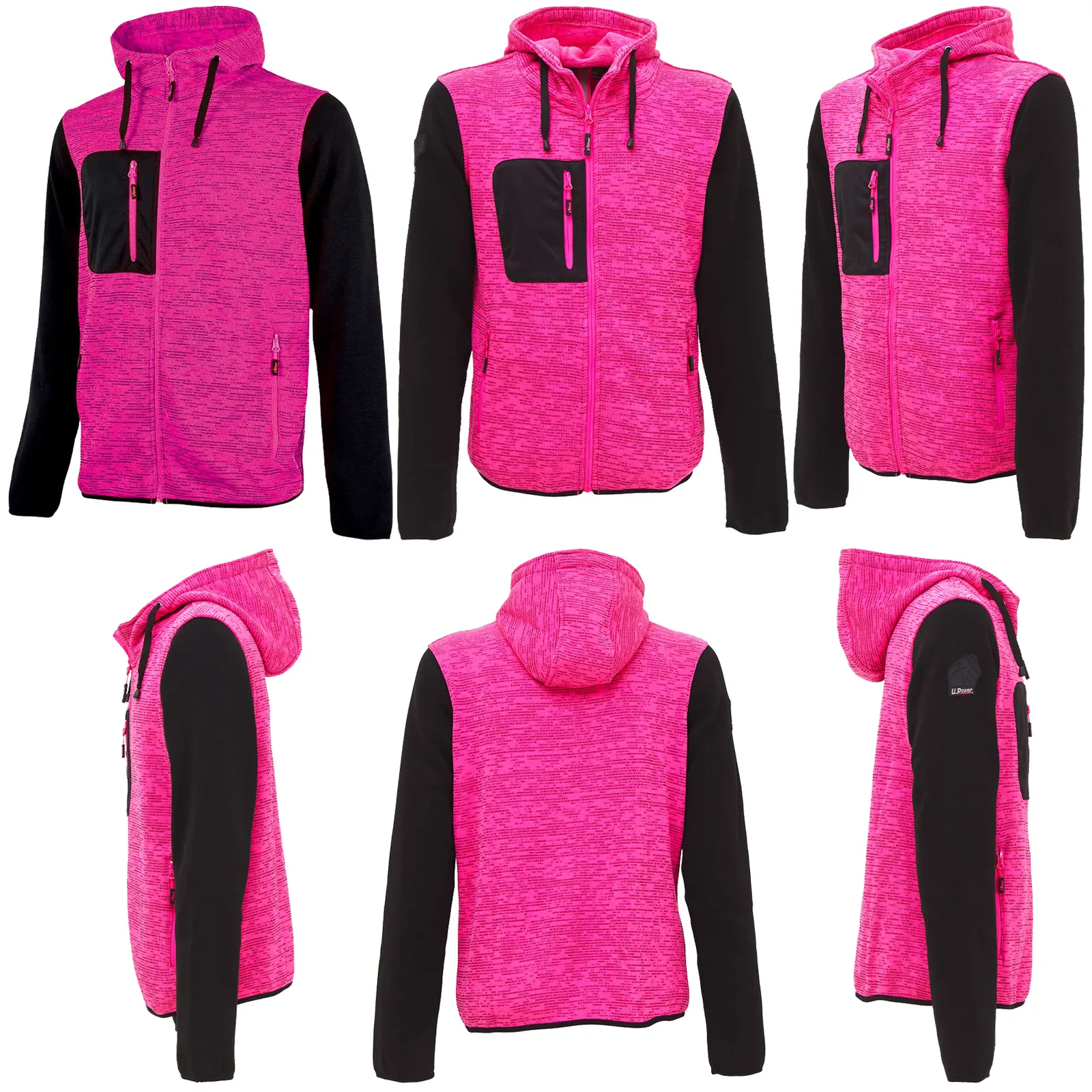 Felpa con Cappuccio INVERNALE da Lavoro U-POWER Pile Multitasche per Uomo Donna RAINBOW - immagine 8