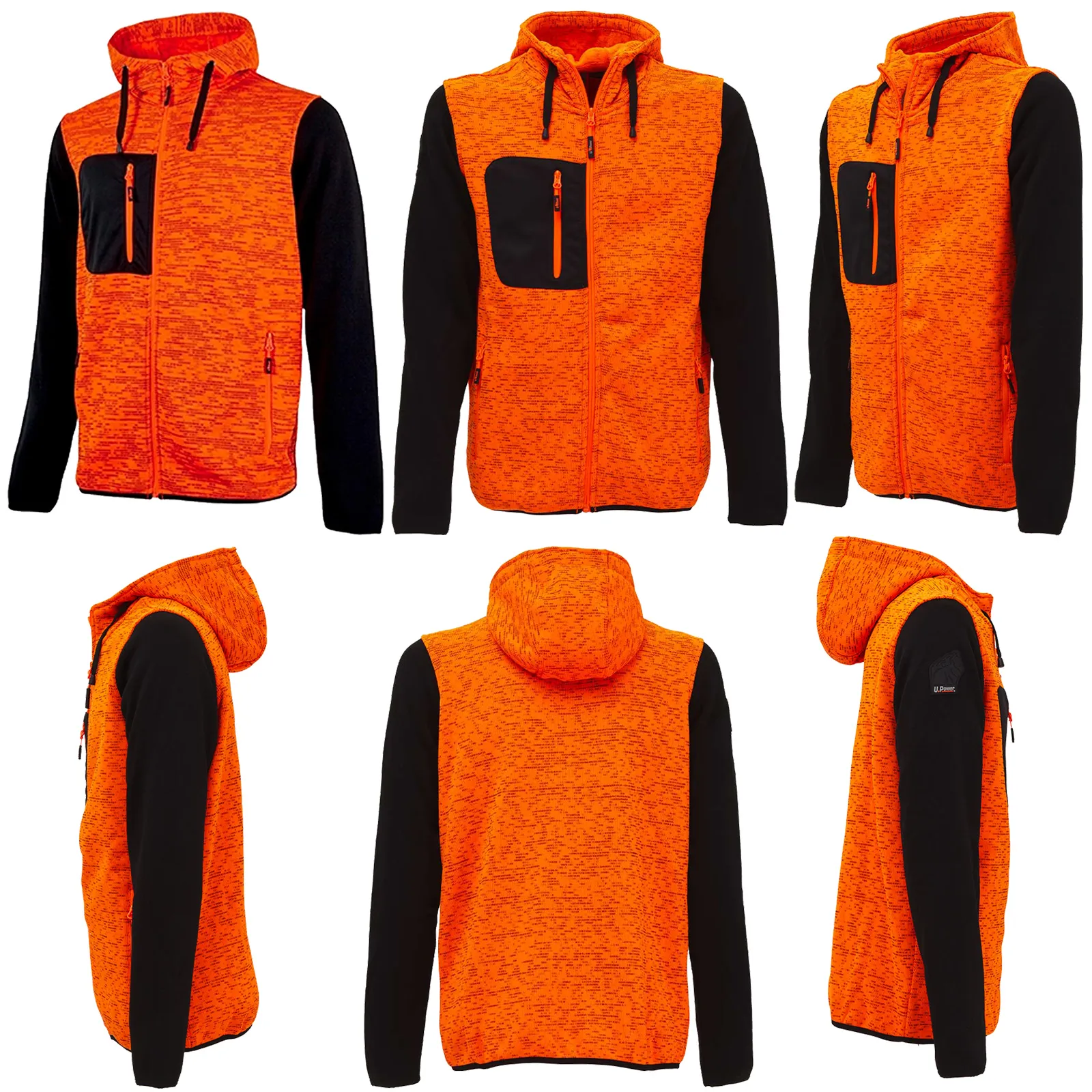 Felpa con Cappuccio INVERNALE da Lavoro U-POWER Pile Multitasche per Uomo Donna RAINBOW - immagine 6