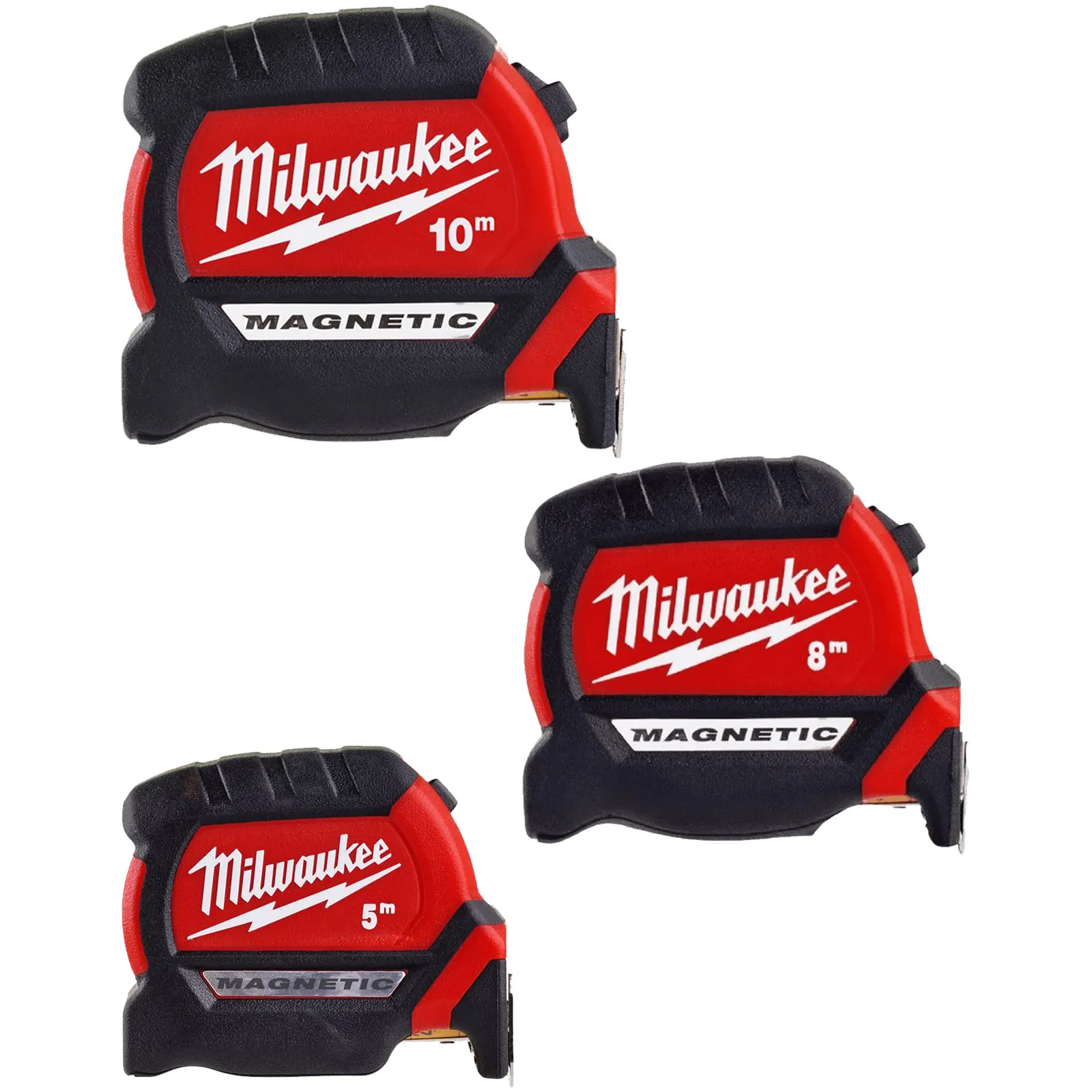 Flessometro Magnetico Scala Metrica MILWAUKEE Metro a Nastro da 5 – 8 – 10 metri Professionale Rinforzato Serie PREMIUM III