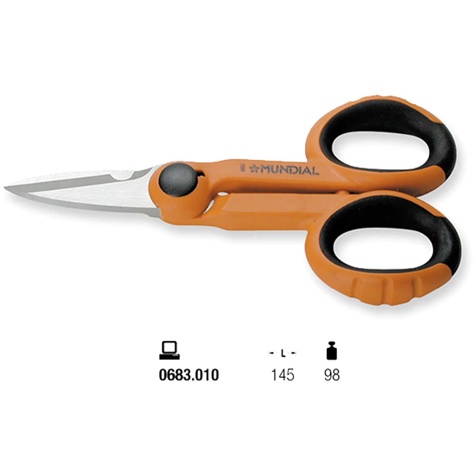 Forbice per Elettricista MUNDIAL con Lama Microdentata in Acciaio INOX e Tranciacavo articolo 683 - immagine 2