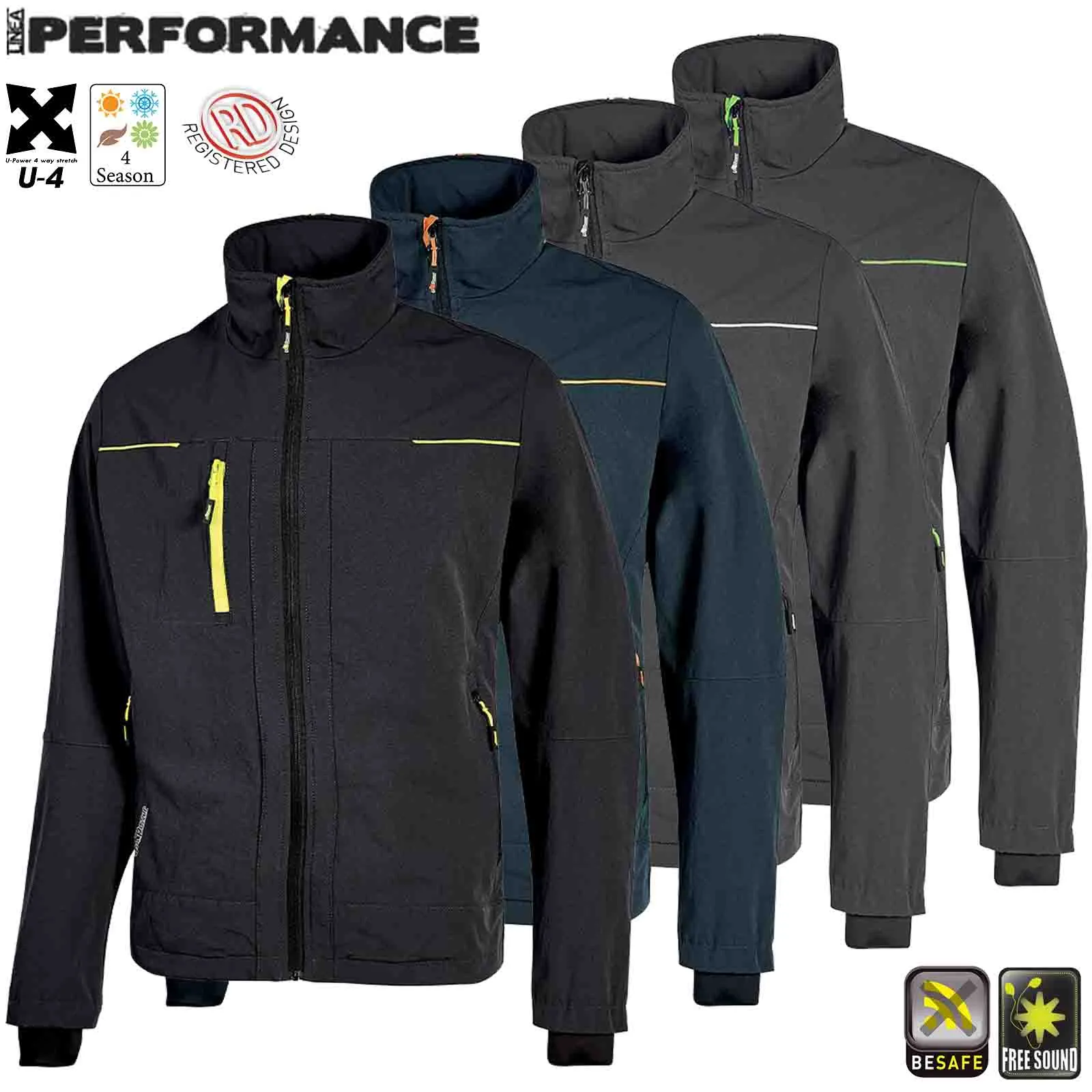 Giacchino Giacca con Cappuccio ESTIVO Impermeabile U-POWER da Uomo Lavoro PLUTON