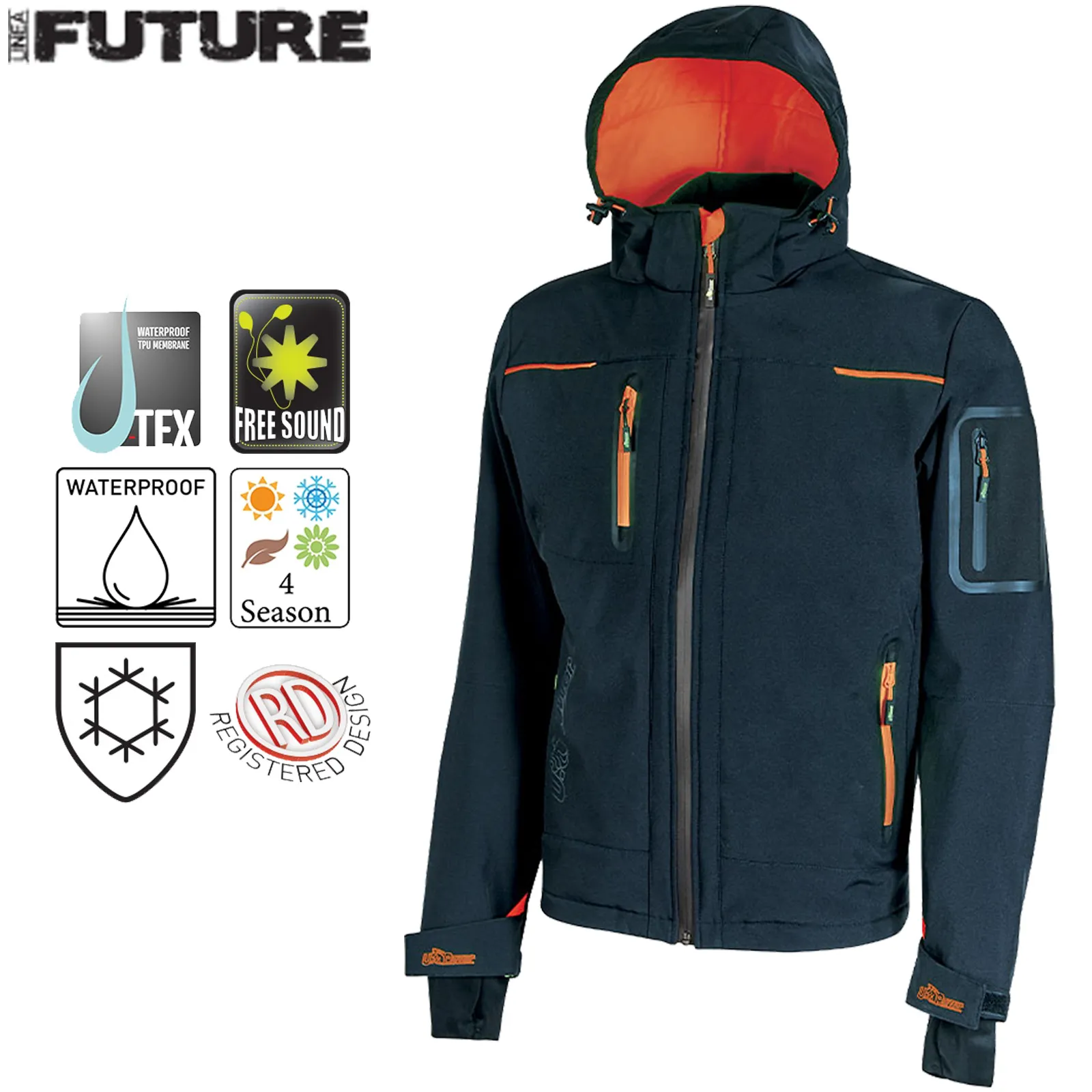 Giacca Giacchino con Cappuccio INVERNALE Impermeabile U-POWER Uomo Lavoro SPACE - immagine 3