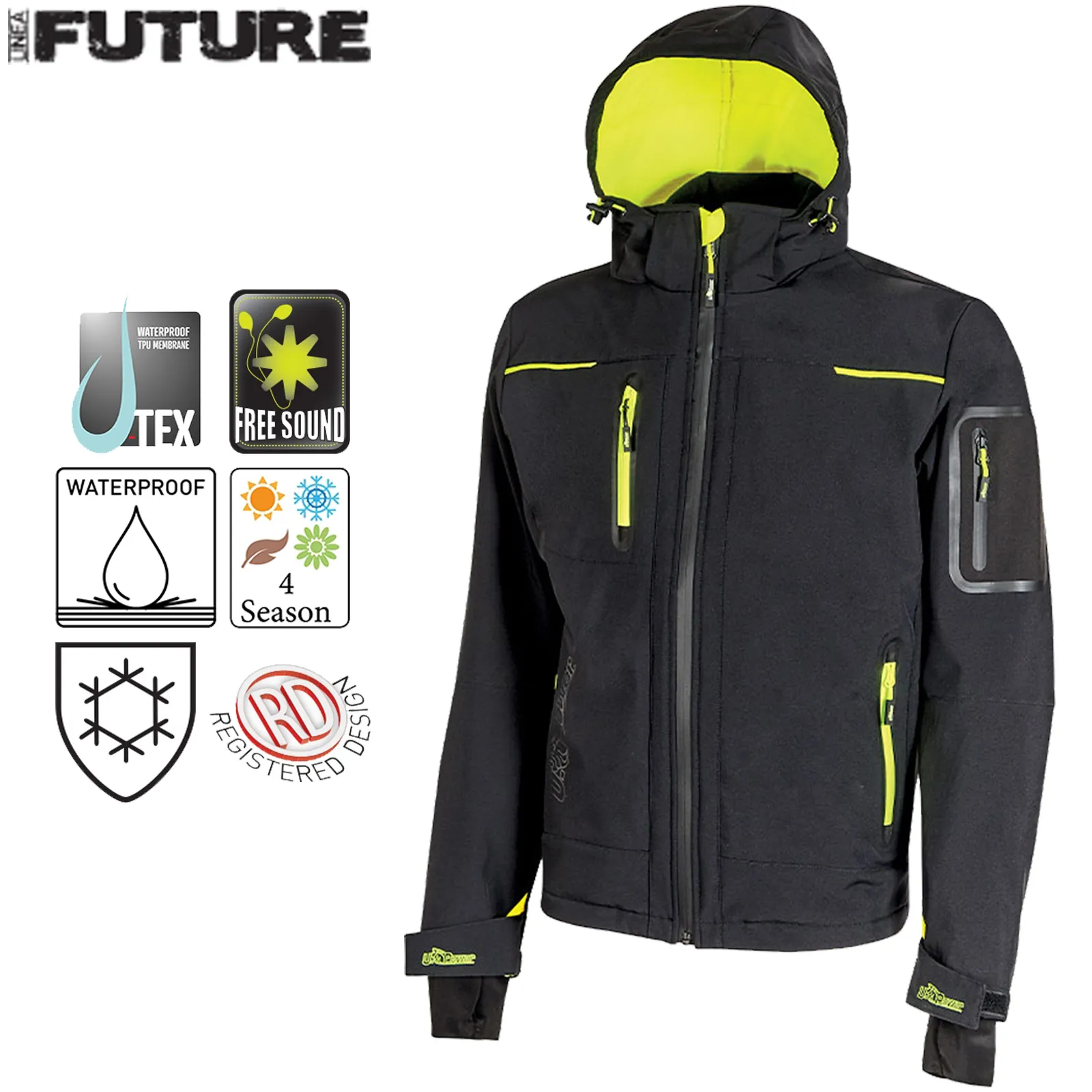 Giacca Giacchino con Cappuccio INVERNALE Impermeabile U-POWER Uomo Lavoro SPACE - immagine 4