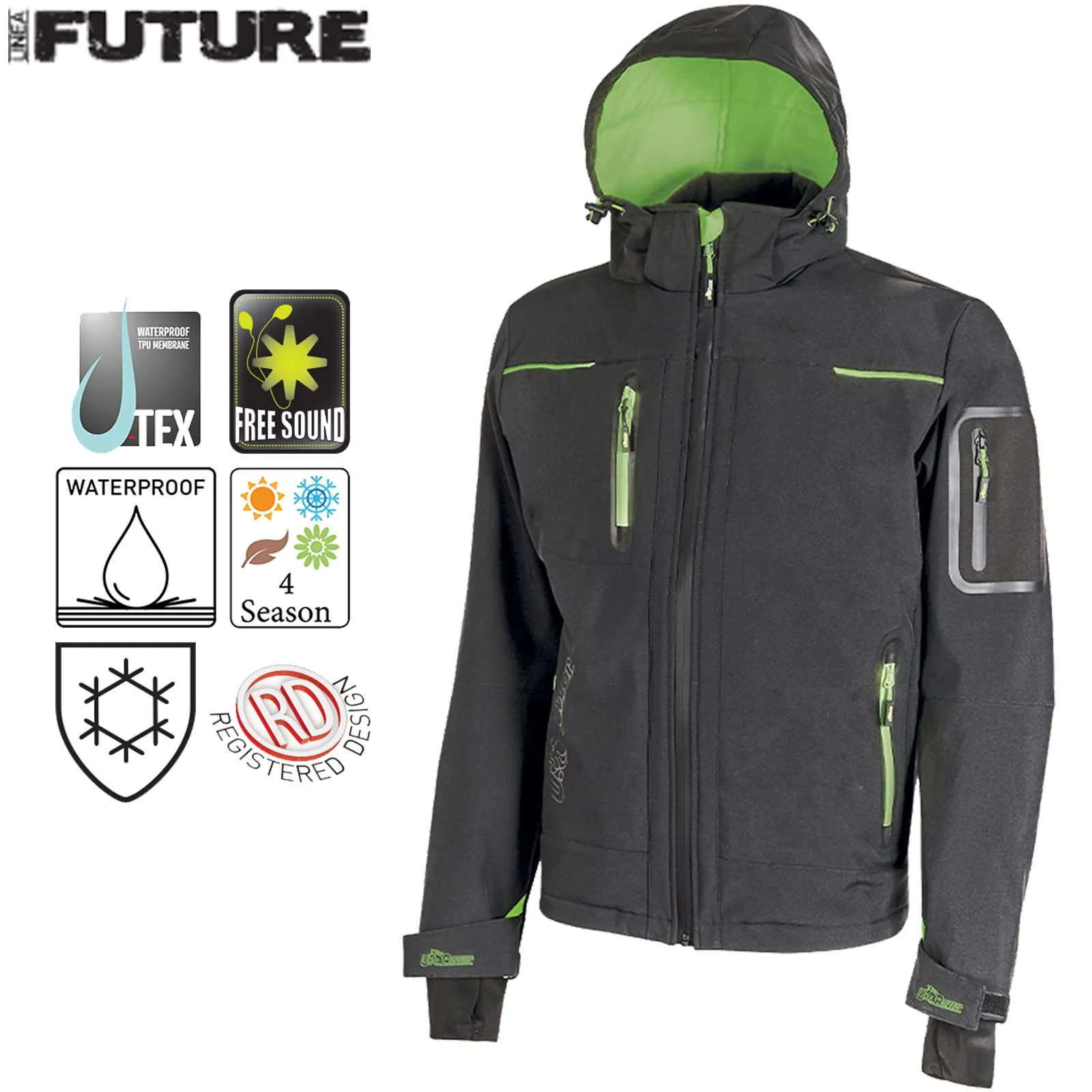 Giacca Giacchino con Cappuccio INVERNALE Impermeabile U-POWER Uomo Lavoro SPACE - immagine 5