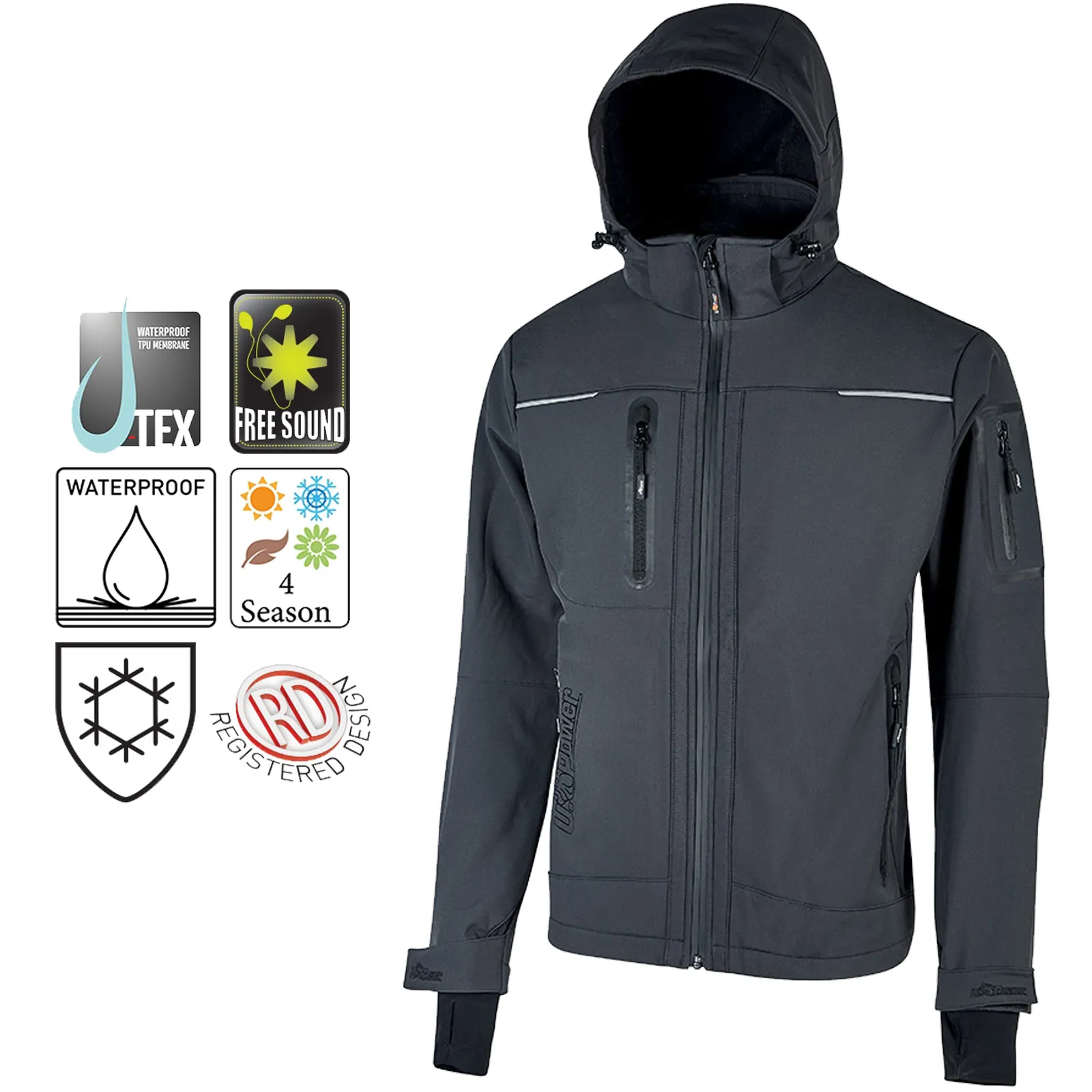 Giacca Giacchino con Cappuccio INVERNALE Impermeabile U-POWER Uomo Lavoro SPACE - immagine 7