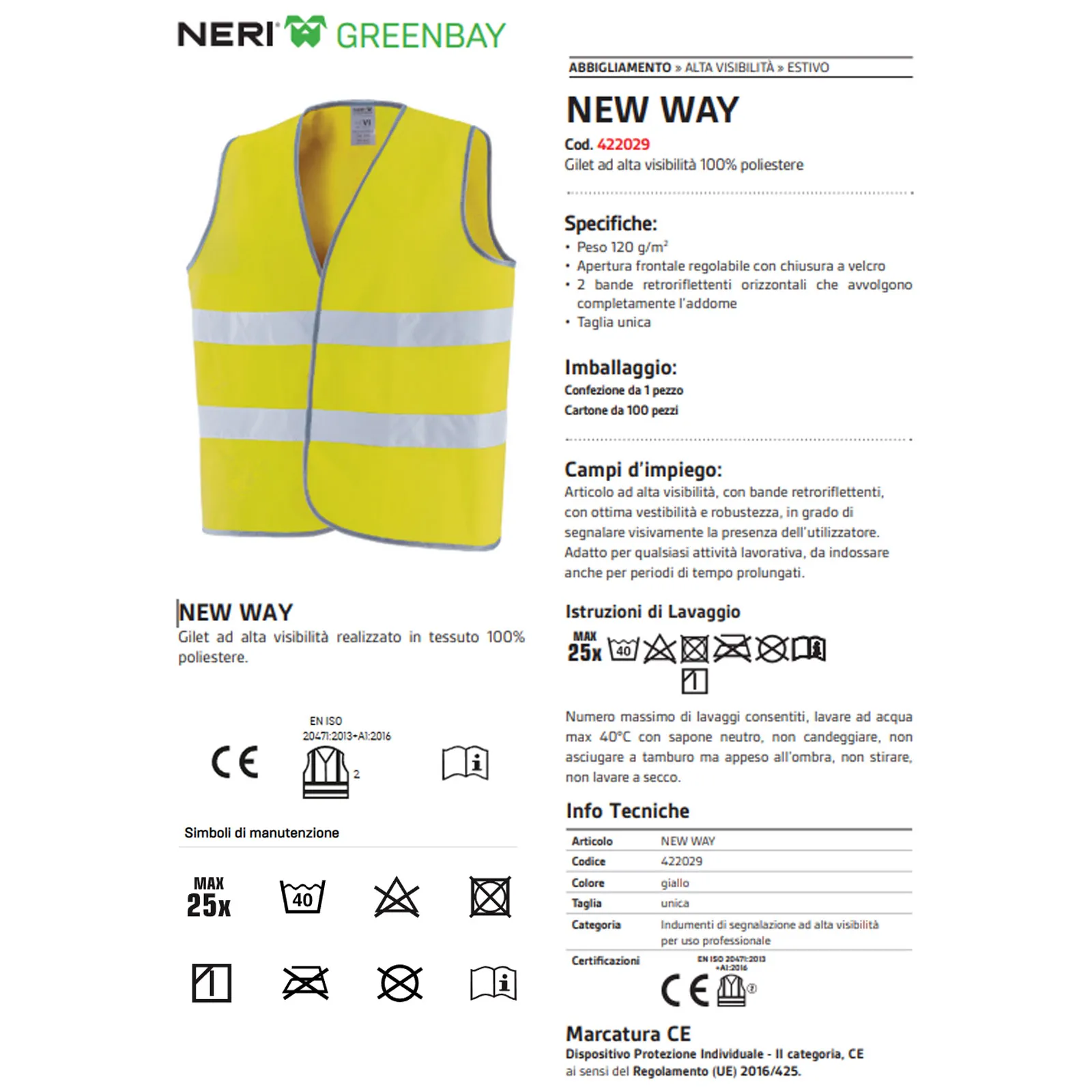 Gilet Smanicato Alta Visibilità NERI Bande Riflettenti DPI Cat. II Lavoro Auto Moto NEW WAY - immagine 4