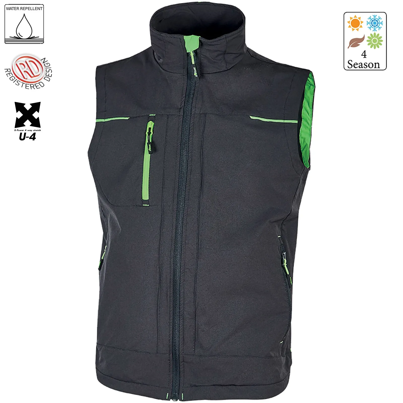 Gilet Smanicato ESTIVO Impermeabile Multitasche U-POWER Lavoro Uomo Donna SATURN - immagine 2