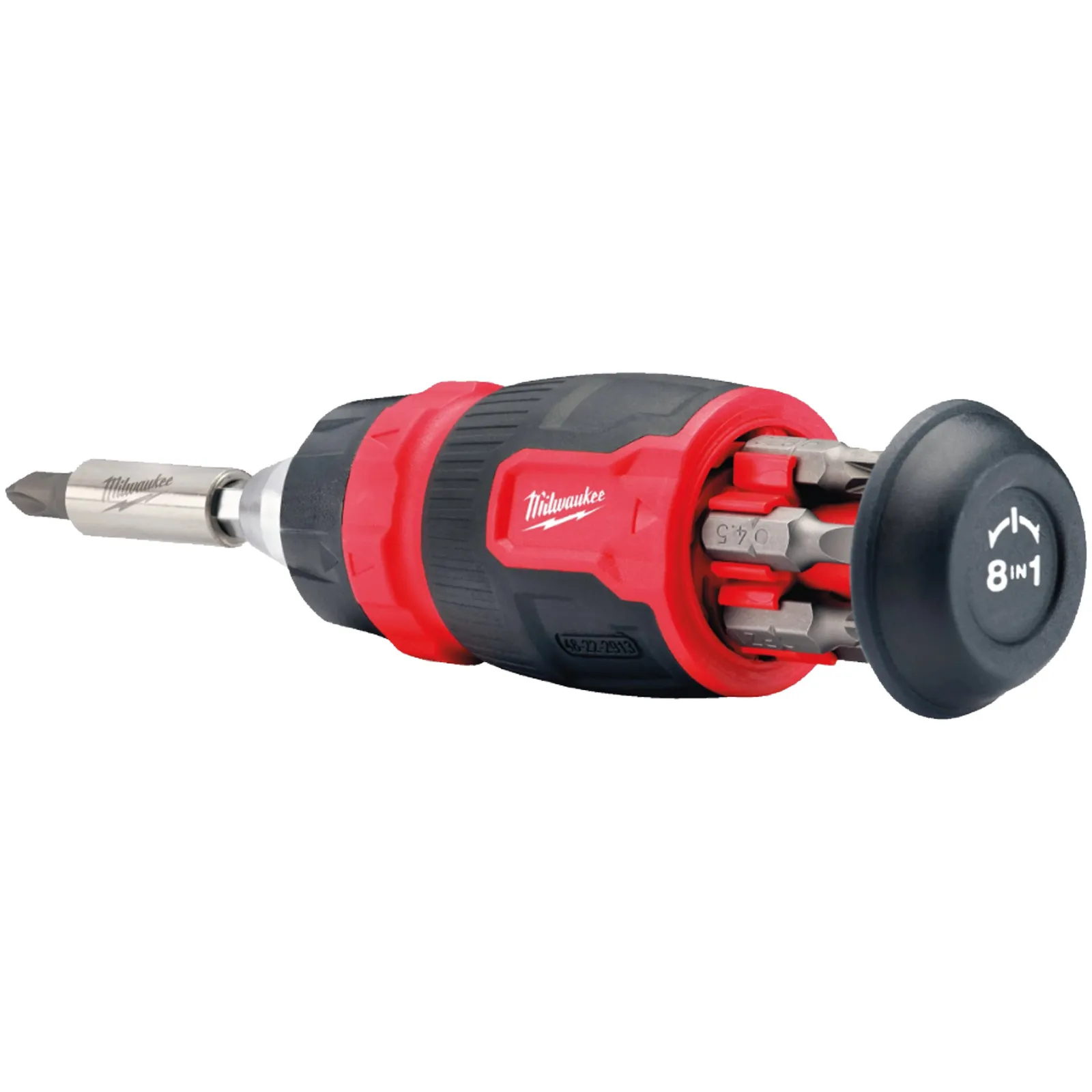 Giravite Multiuso 8 in 1 a Cricchetto MILWAUKEE Inserti per Avvitatura 1/4″ e Prolunga Bit Storage Multi-Bit Screwdriver articolo 4932480581 - immagine 2