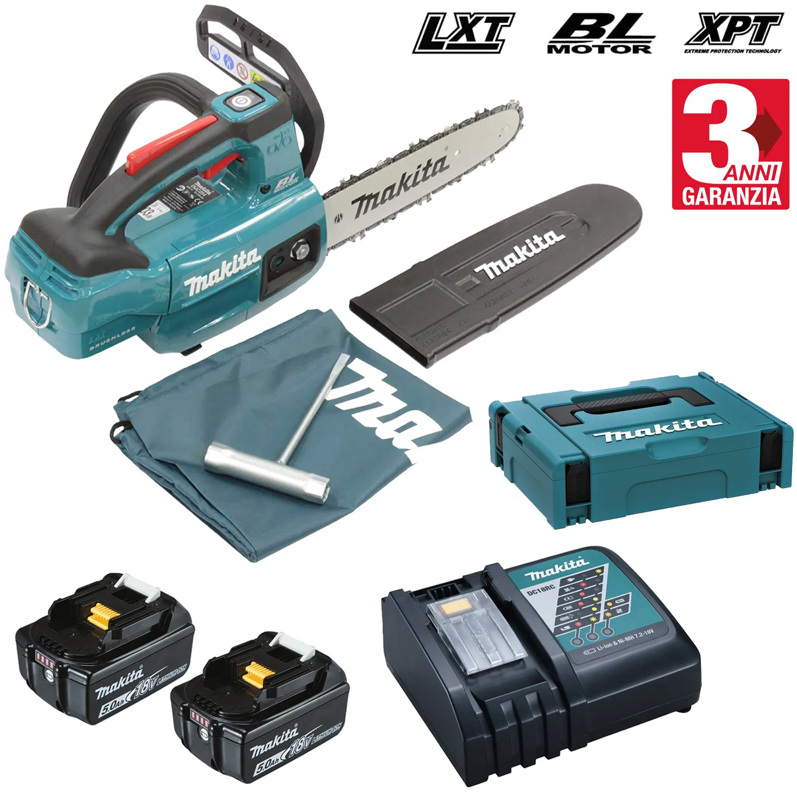 Elettrosega per Potatura a Batteria 18V MAKITA Barra Carving 25cm Brushless DUC254CZ - immagine 9