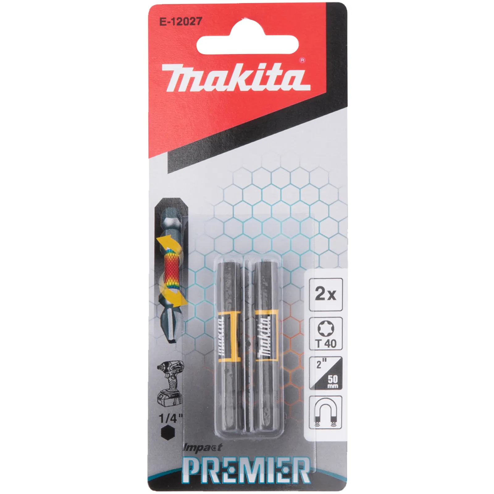 Kit Set 2 Inserti Torx 1/4″ Esagonale MAKITA Bits Avvitatura modello Torsion Gold 50 mm per Avvitatore a Impulsi - immagine 3