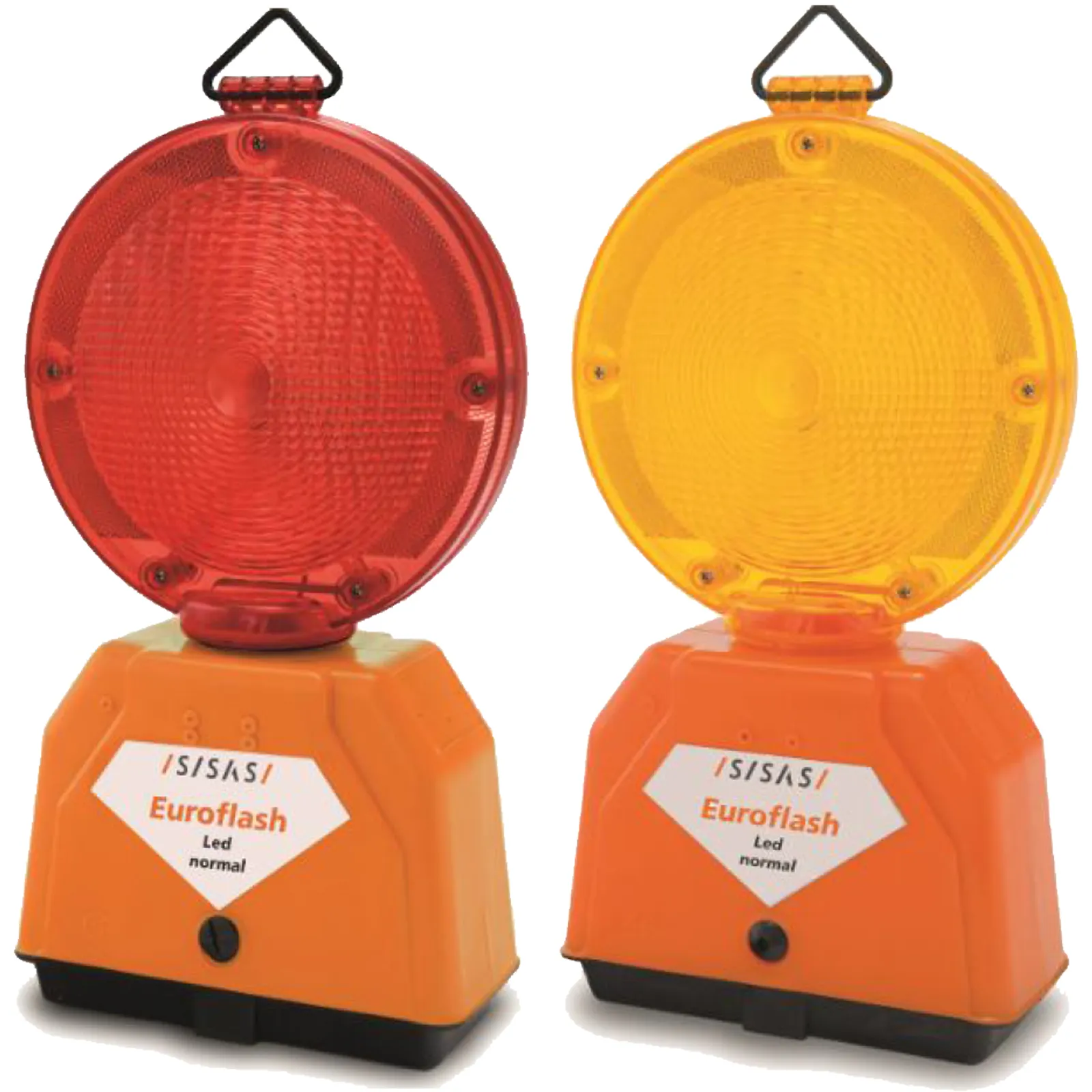 Lampeggiante Stradale a Batteria SISAS Lampada LED Bifacciale Crepuscolare da Cantiere Giallo Rossa EUROFLASH